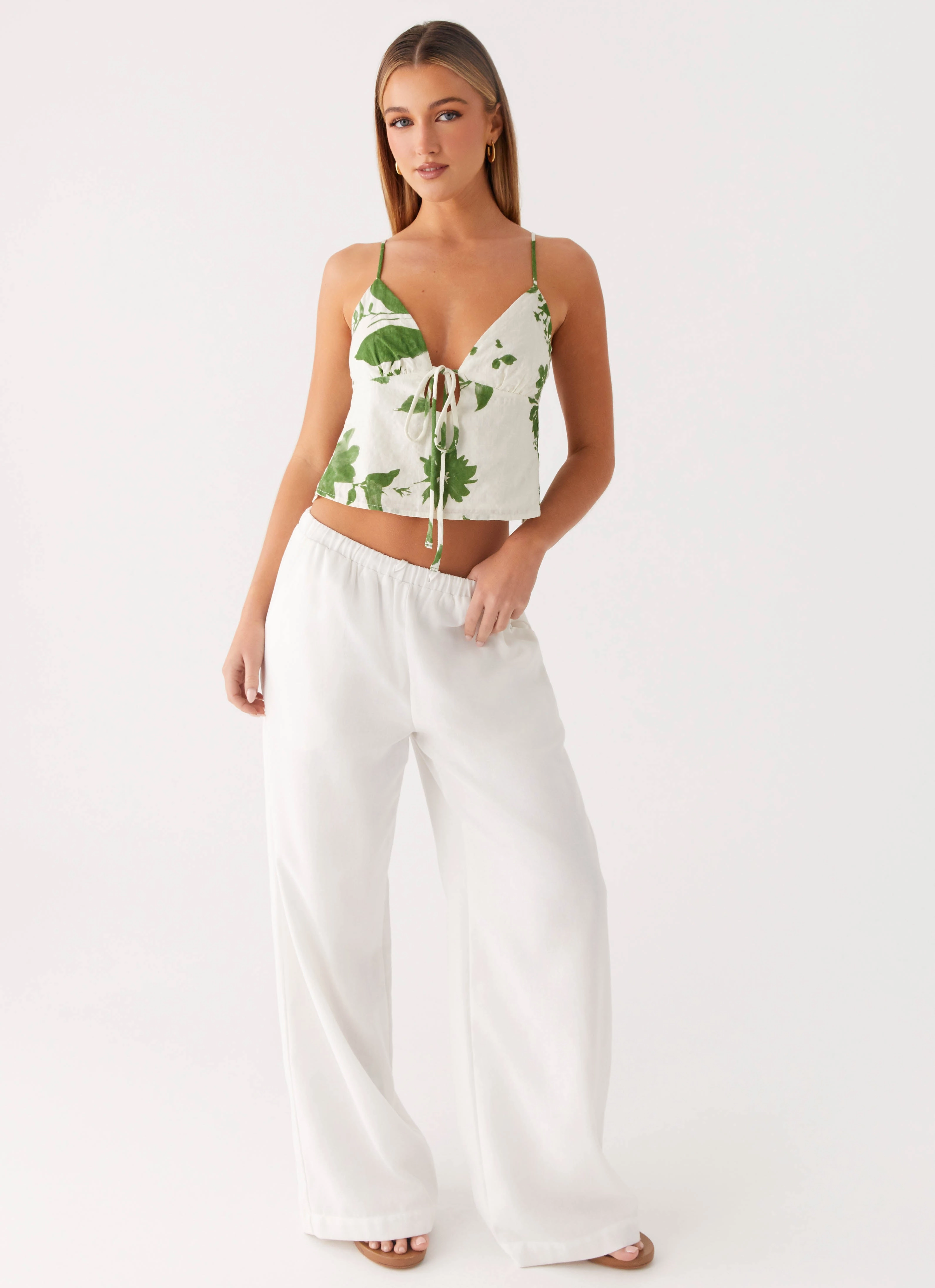Flexible Knit Fabric Faela Cami Top - Verdant Bloom