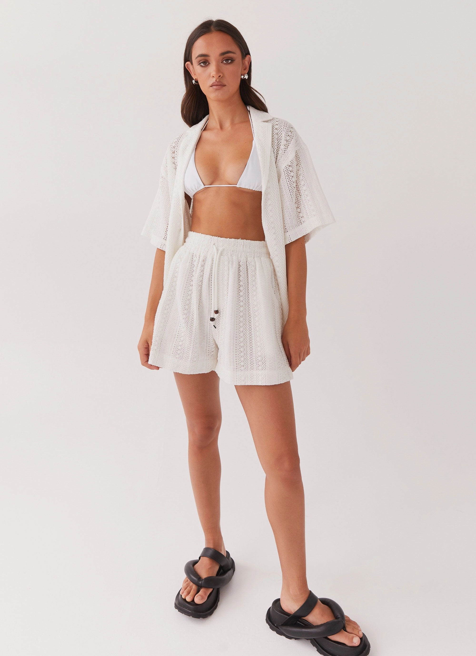 Sun Catcher Knit Shorts - Ivory Layering Comfort Fashion Forward