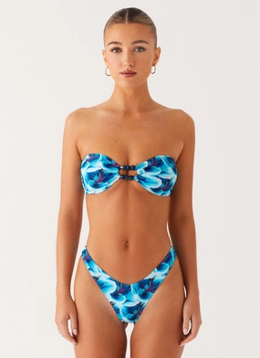 Cuba Bikini Bottoms - Turquoise Floral Floral Motifs Skating
