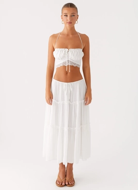 Evi Midi Skirt - Ivory Abrasion Resistant Material