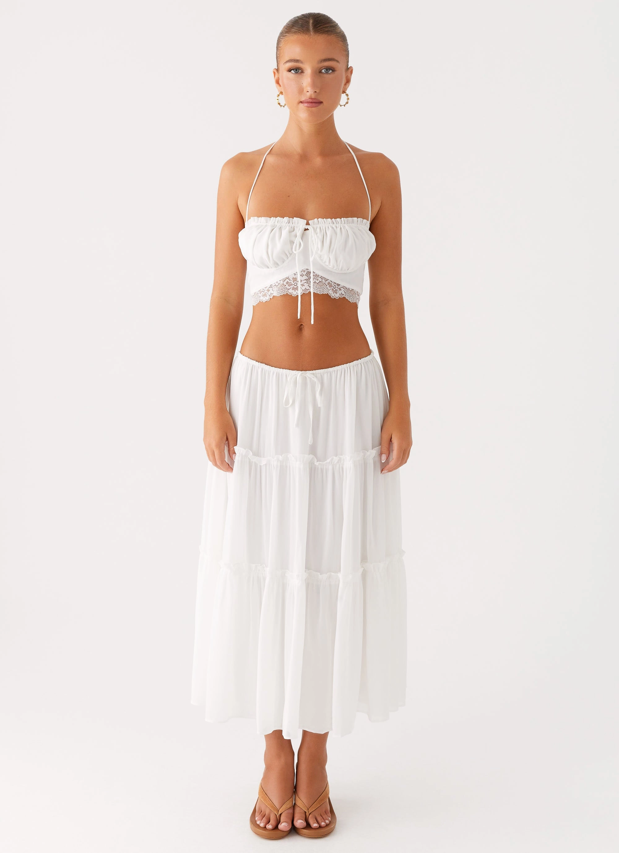 Evi Midi Skirt - Ivory Abrasion Resistant Material