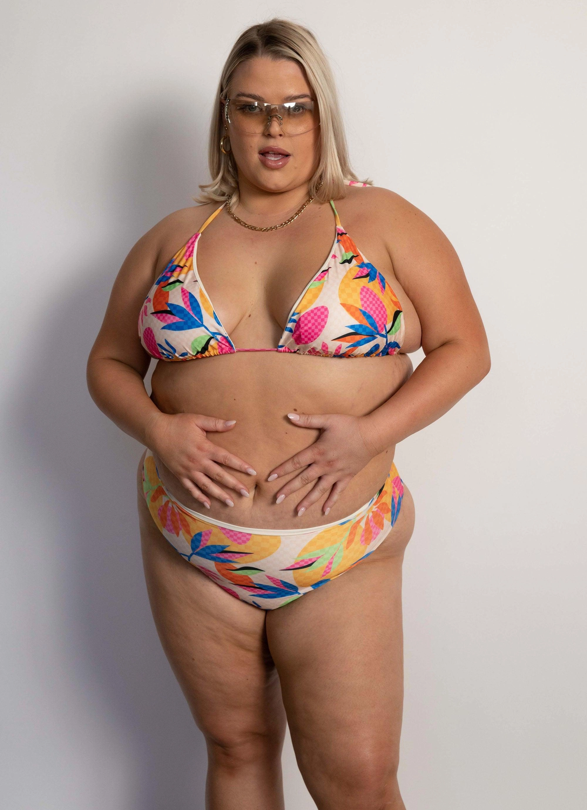 Stretchable Panels Stripe Look Into the Blue High Waisted Bottoms - Bright Leaves