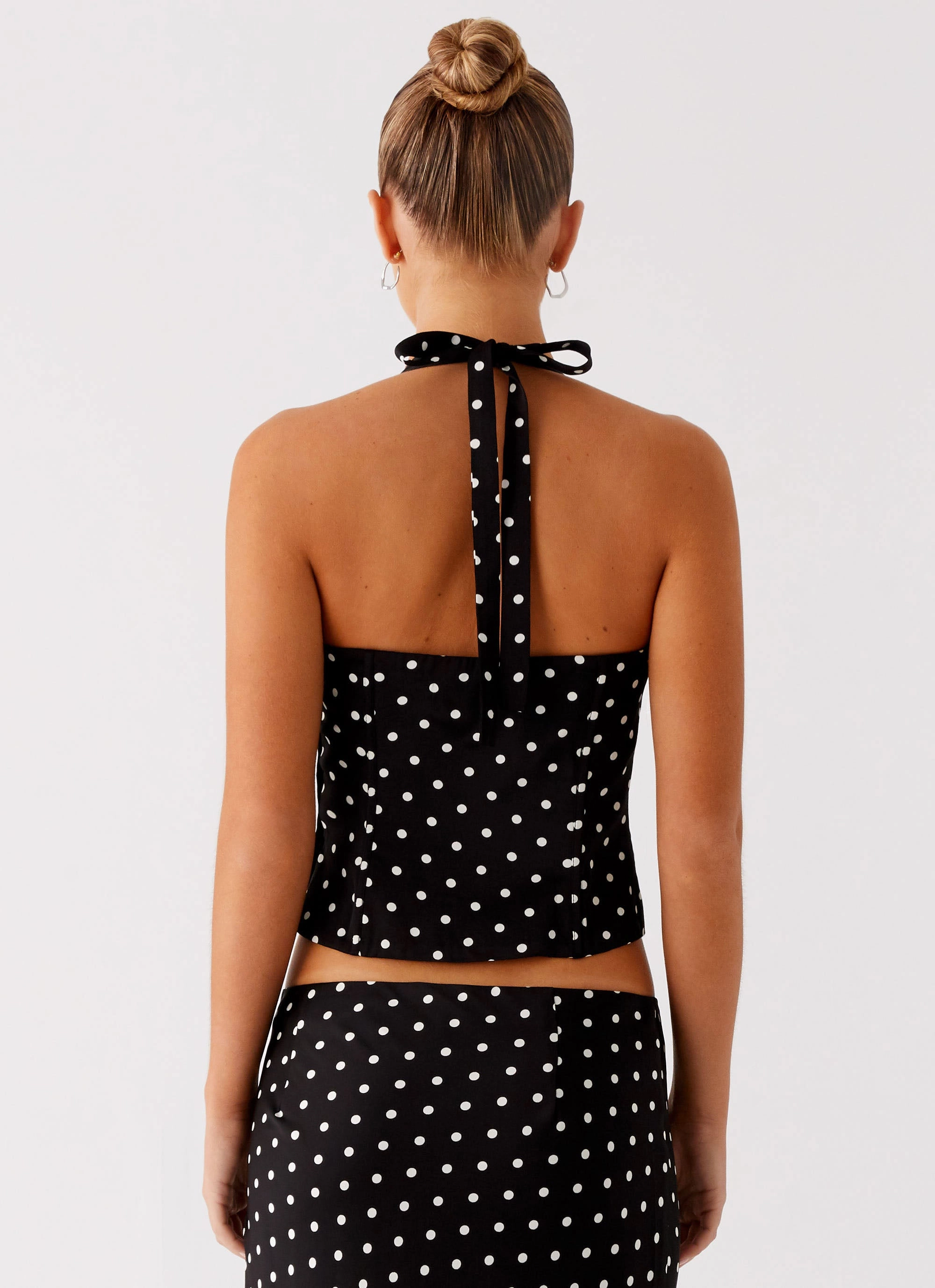 Breanne Top - Black Polka Dot V Neck Design