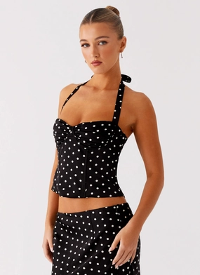 Breanne Top - Black Polka Dot Casual Pullover