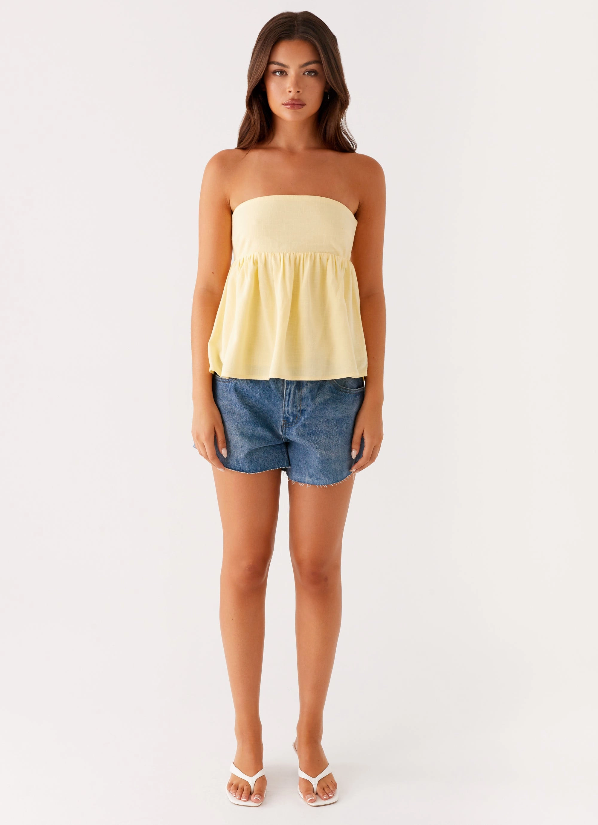 Soft Brushed Finish Cassie Tube Top - Yellow
