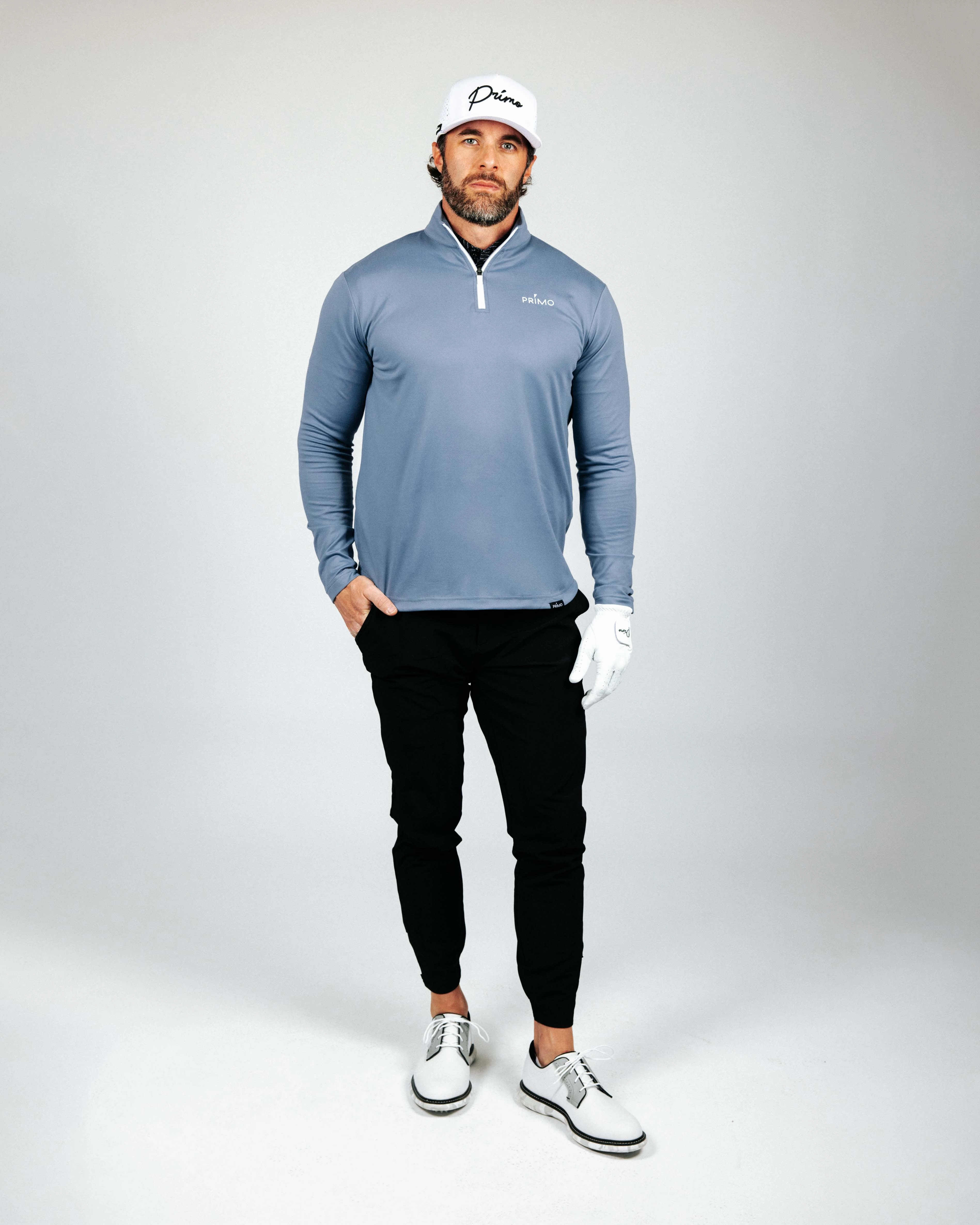 Dusty Blue Classic Quarter Zip VersatileNeckline