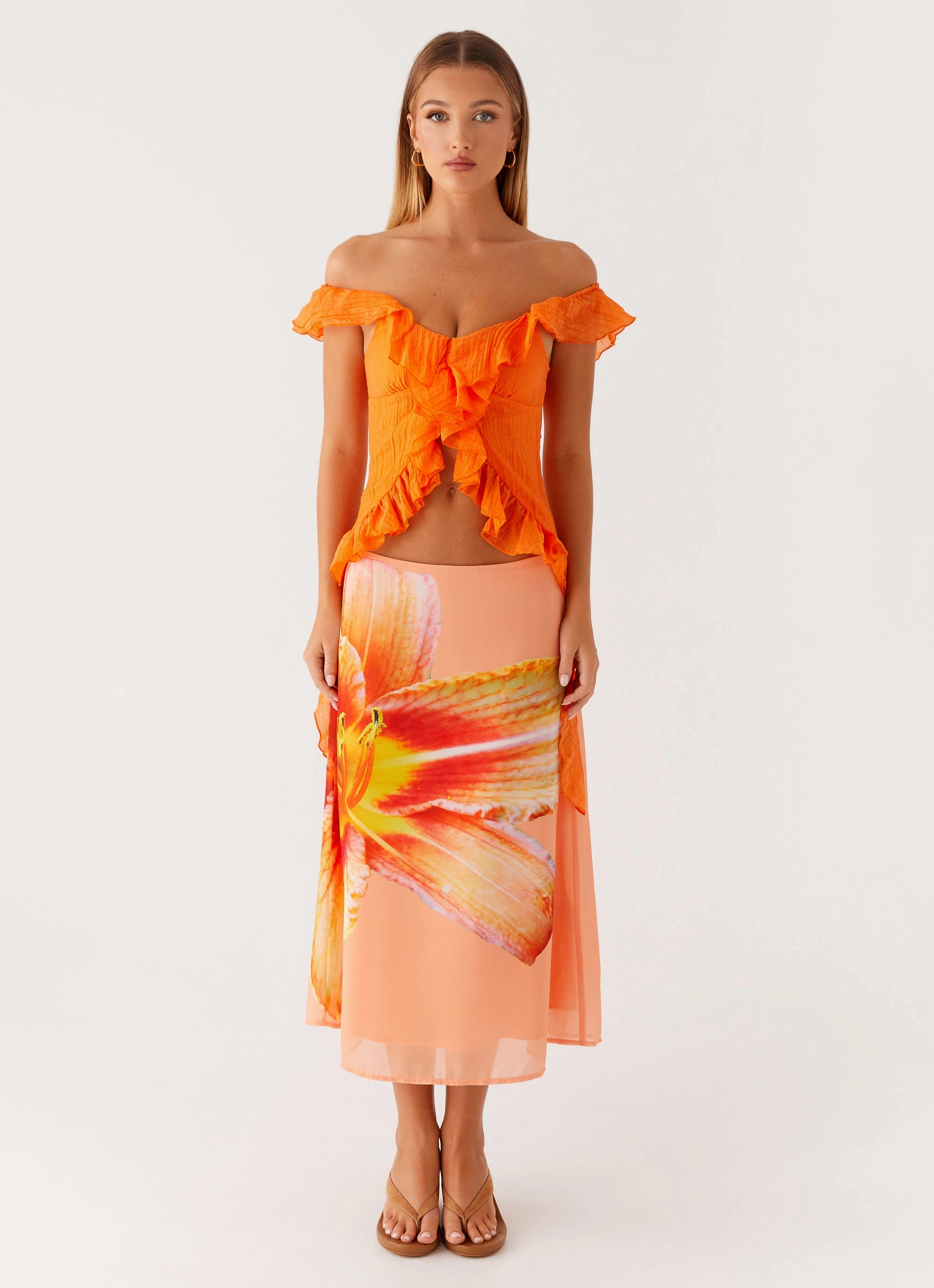 Anti Odor Treatment Dylan Off Shoulder Top - Orange