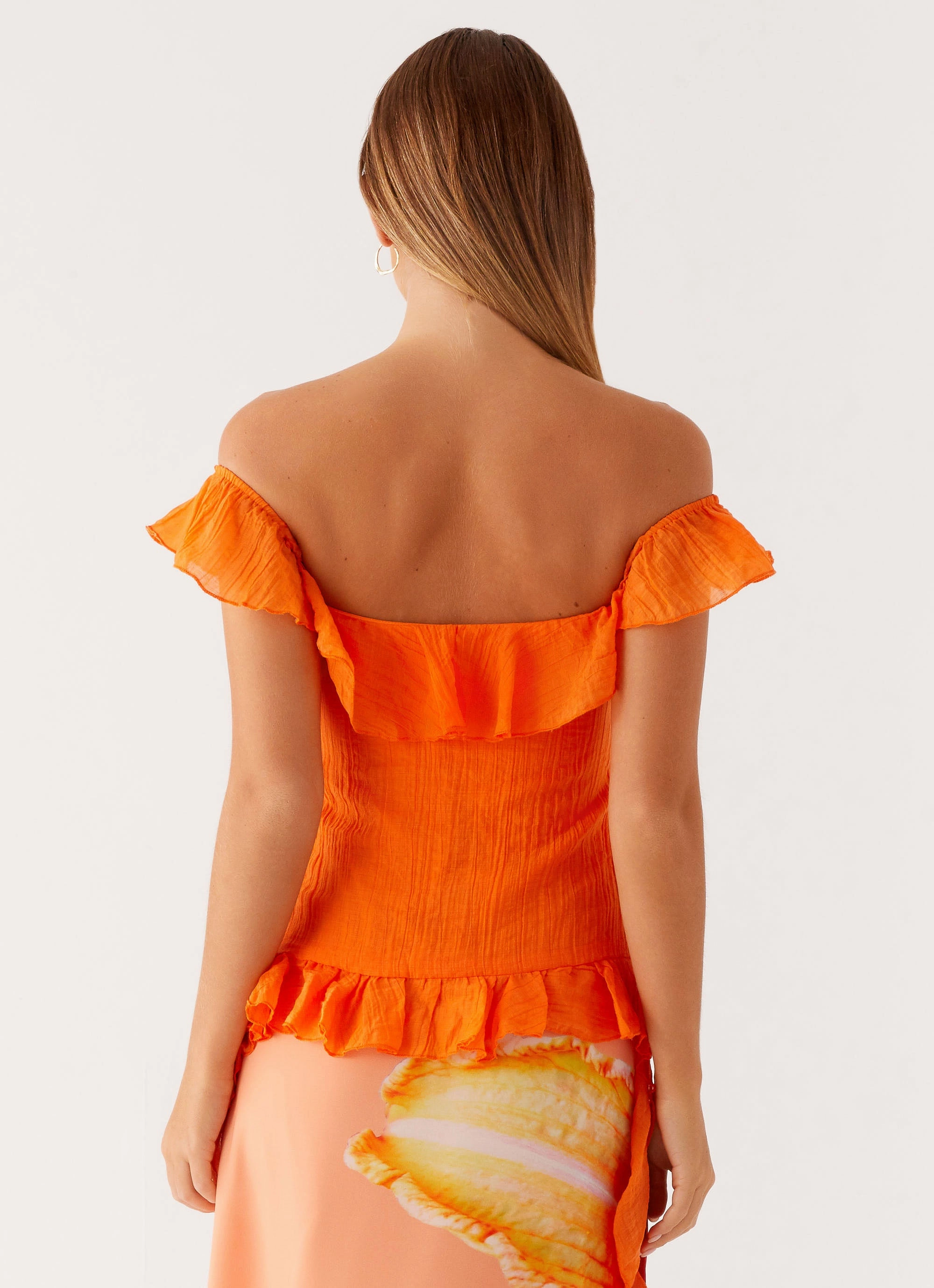 Winter Fashion Dylan Off Shoulder Top - Orange