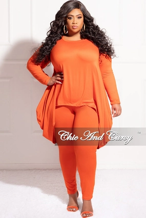 Durable Construction Final Sale Plus Size 2pc High Low Top and Leggings Set in Burnt Orange