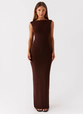 Modern Appearance Non-Pilling Earthbound Muse Maxi Dress - Chocolate