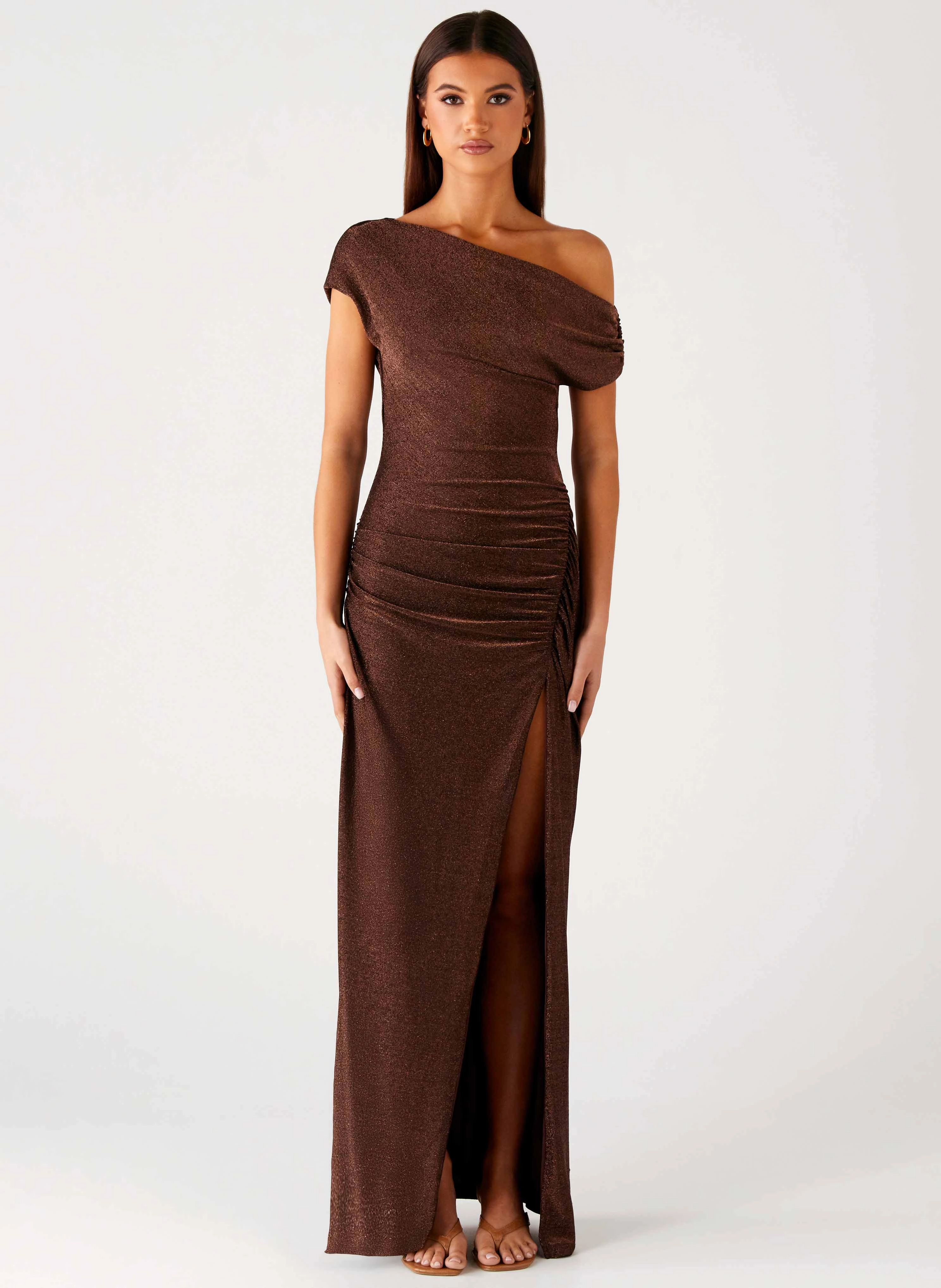 Textured Surface Harvest Moon Maxi Dress - Chocolate