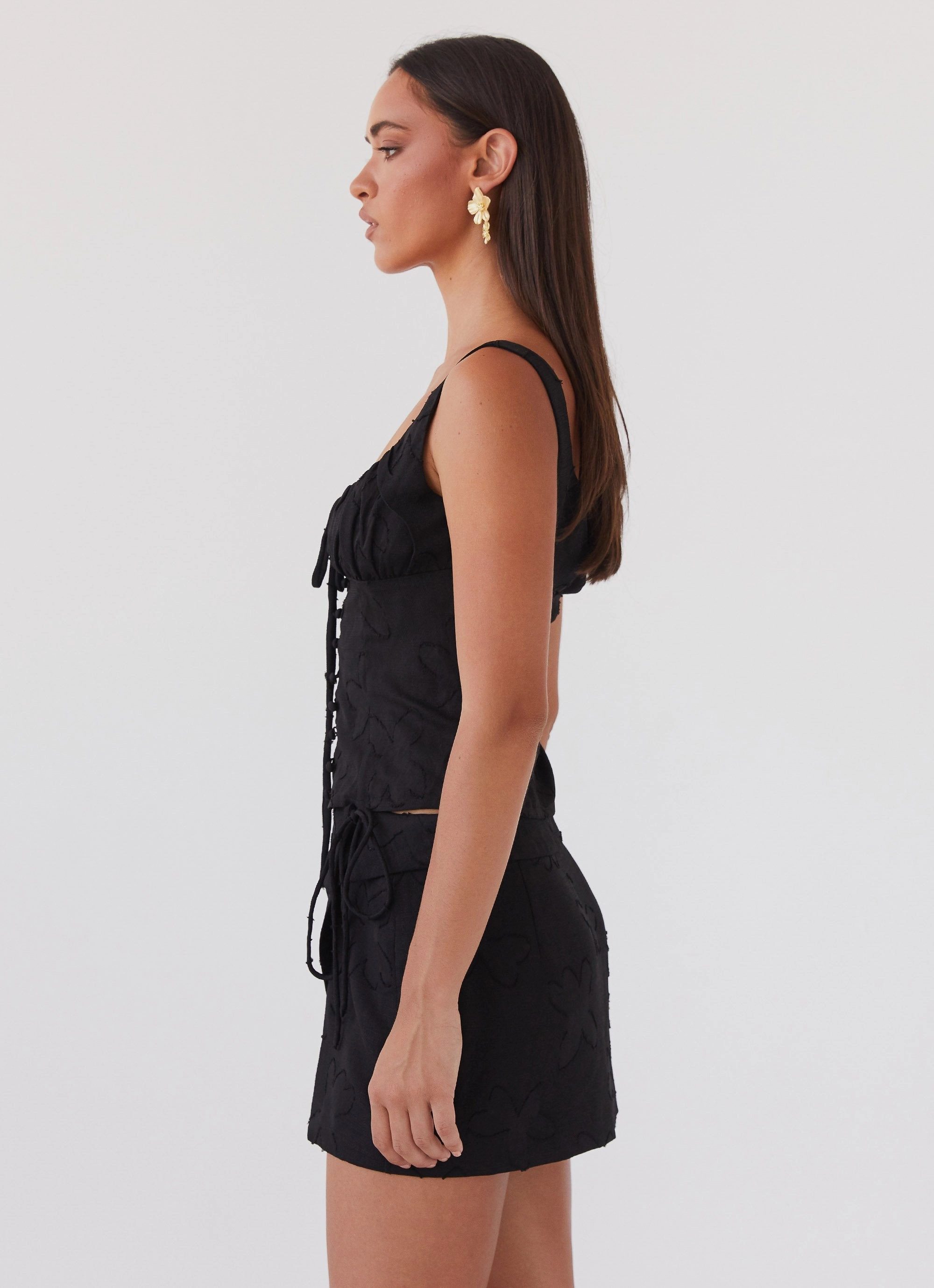 Bianka Tie Top - Black Petal LowProfileDesign Wind Resistant Fabric