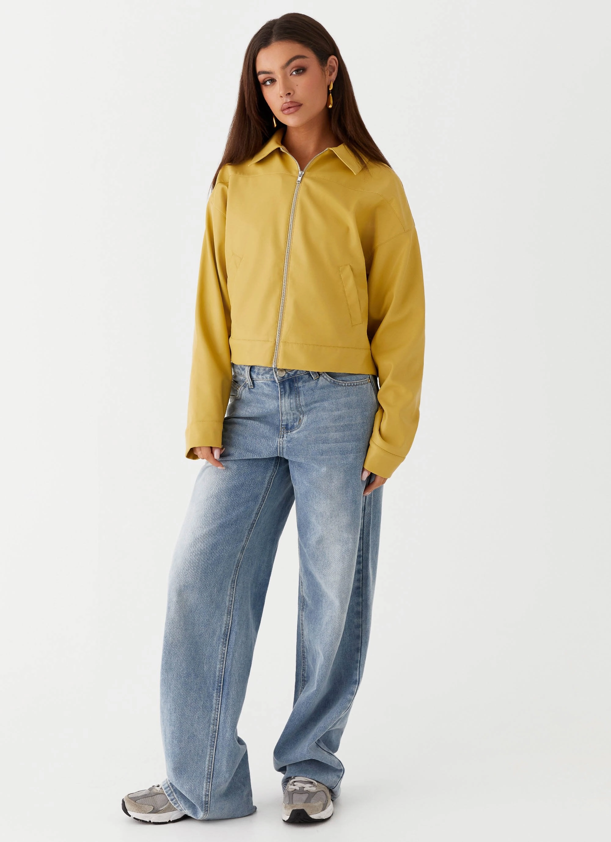 Fashion Trend Hydrophobic Treatment Elara Oversized Jacket - Yellow