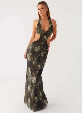 Indra Maxi Dress - Cyber Floral Texture Rich