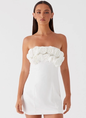Bouquet Dream Mini Dress - White Photo Bright Wedding-Guest