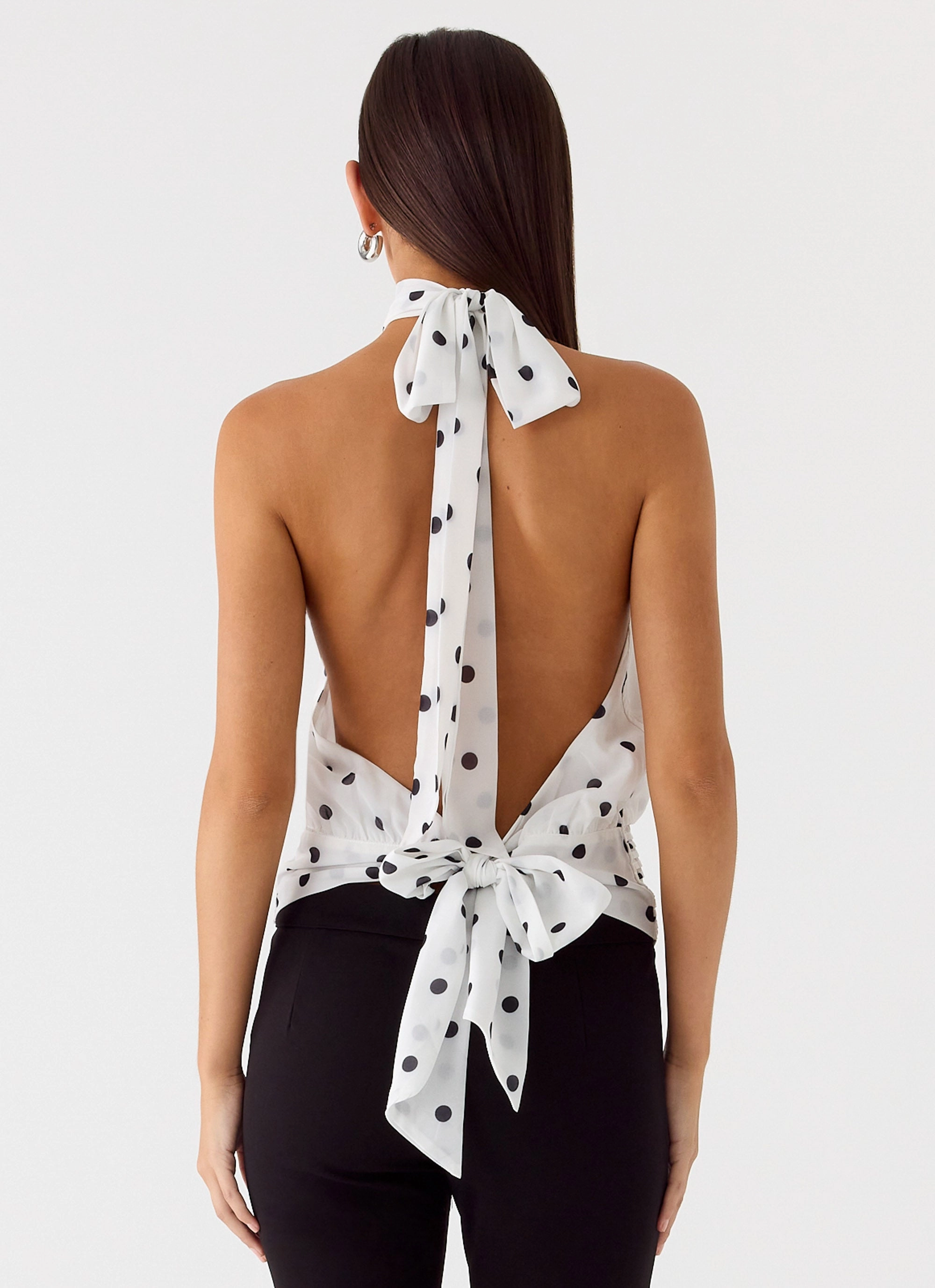 NonScratchyLining Willow Chiffon Top - White Polkadot