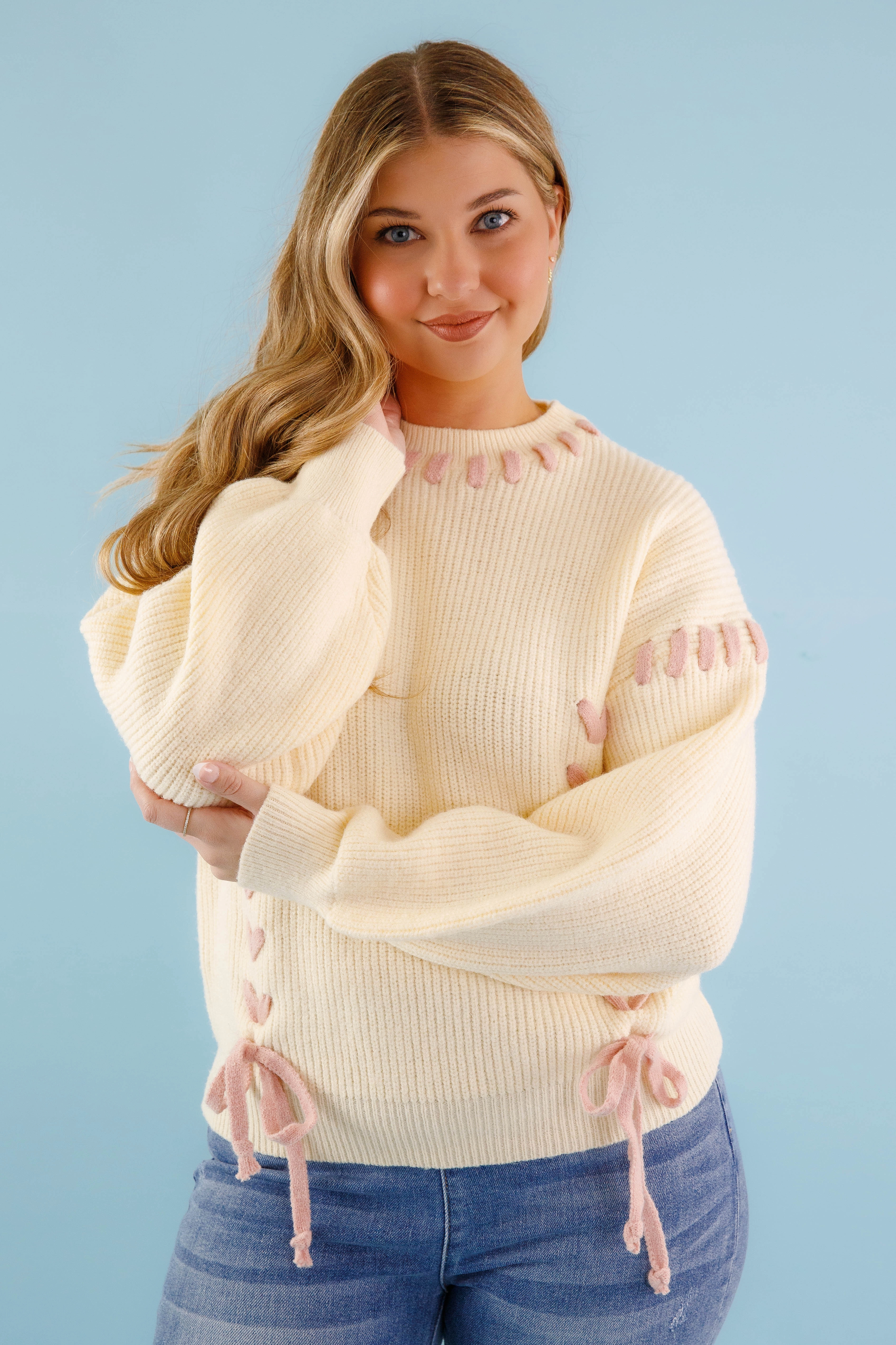 Moment In Time Sweater-Ivory Compact Weave Fabric