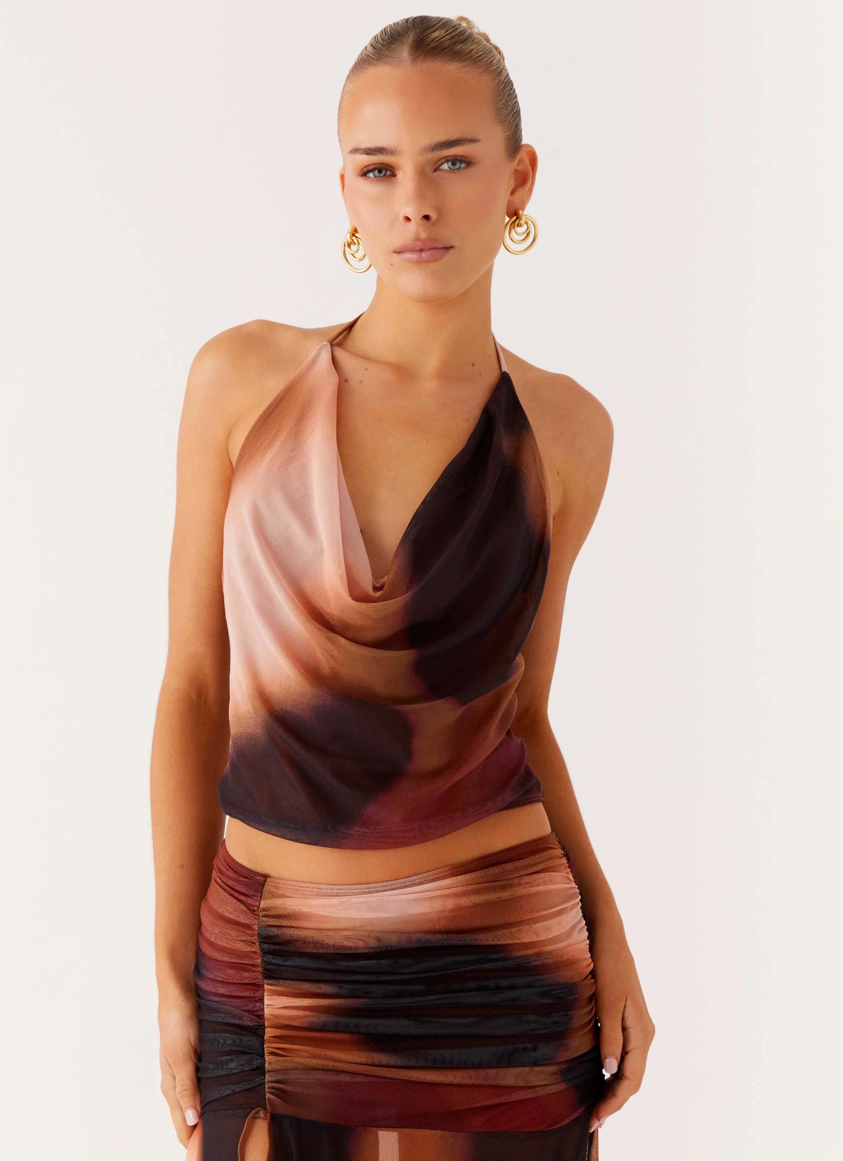 Stargazer Mesh Cowl Top - Black Gradient VentedBack