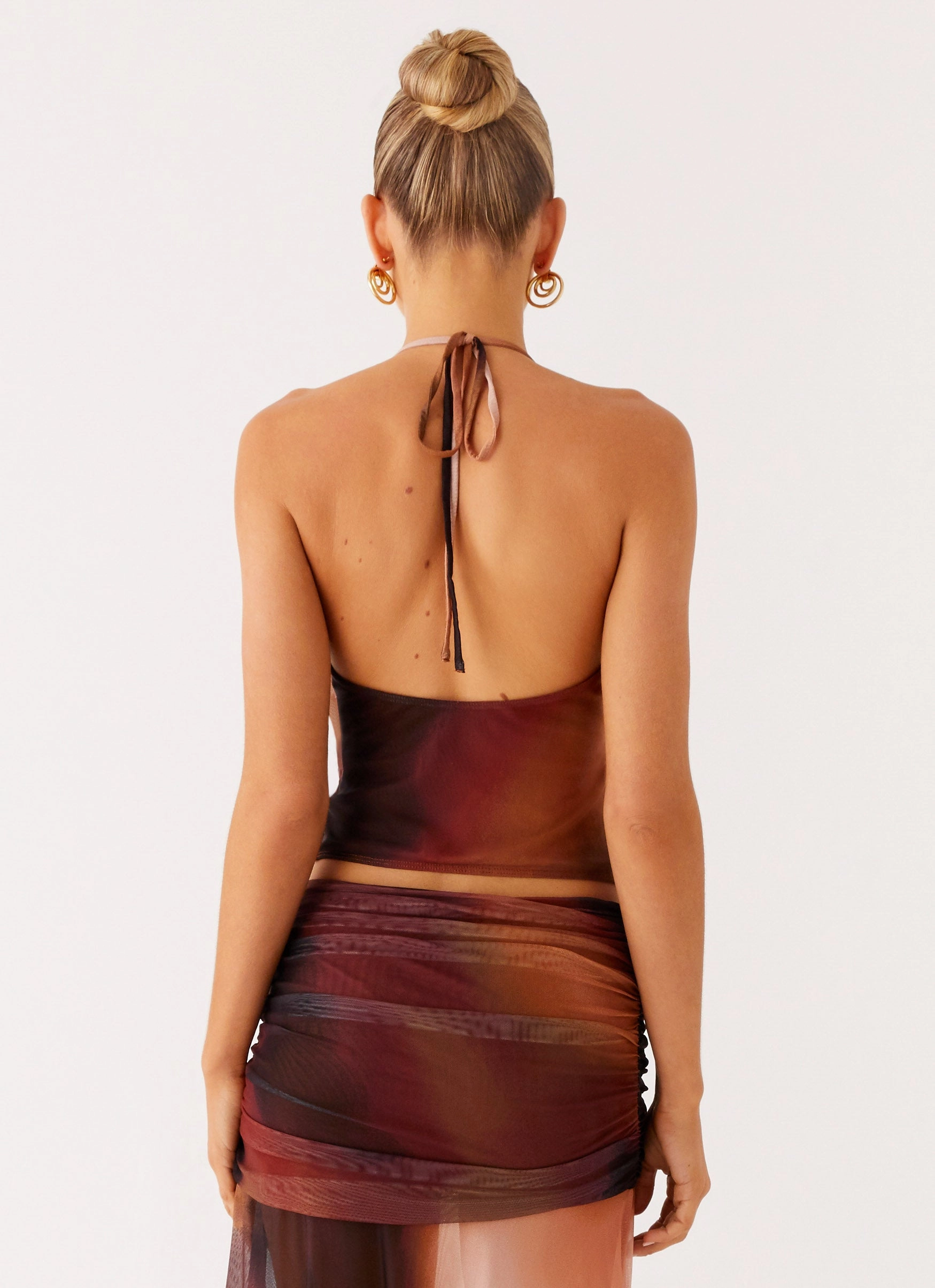 Stargazer Mesh Cowl Top - Black Gradient Cool Weather