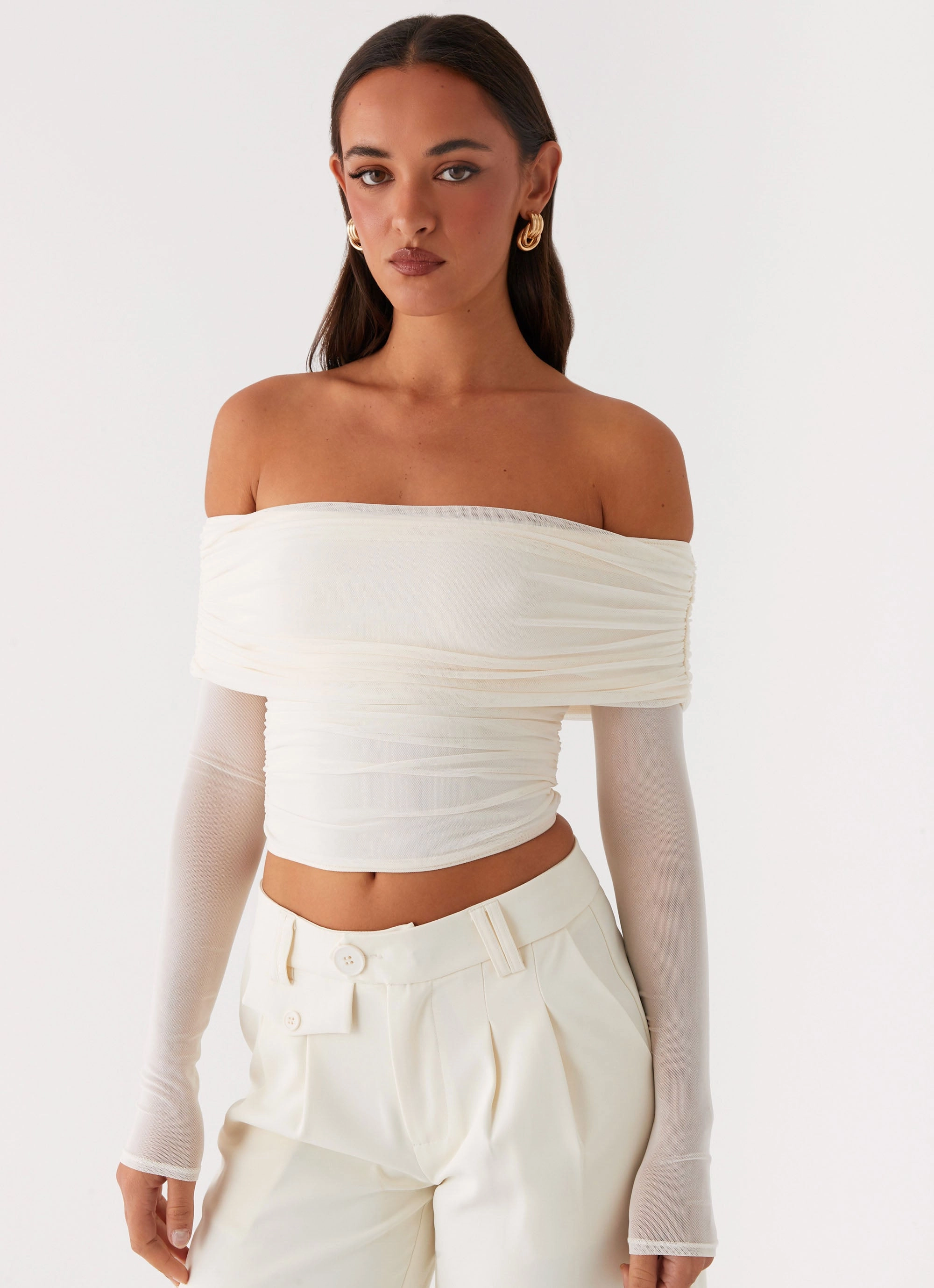 Vivianne Off Shoulder Top - Ivory HighDurabilityWeave