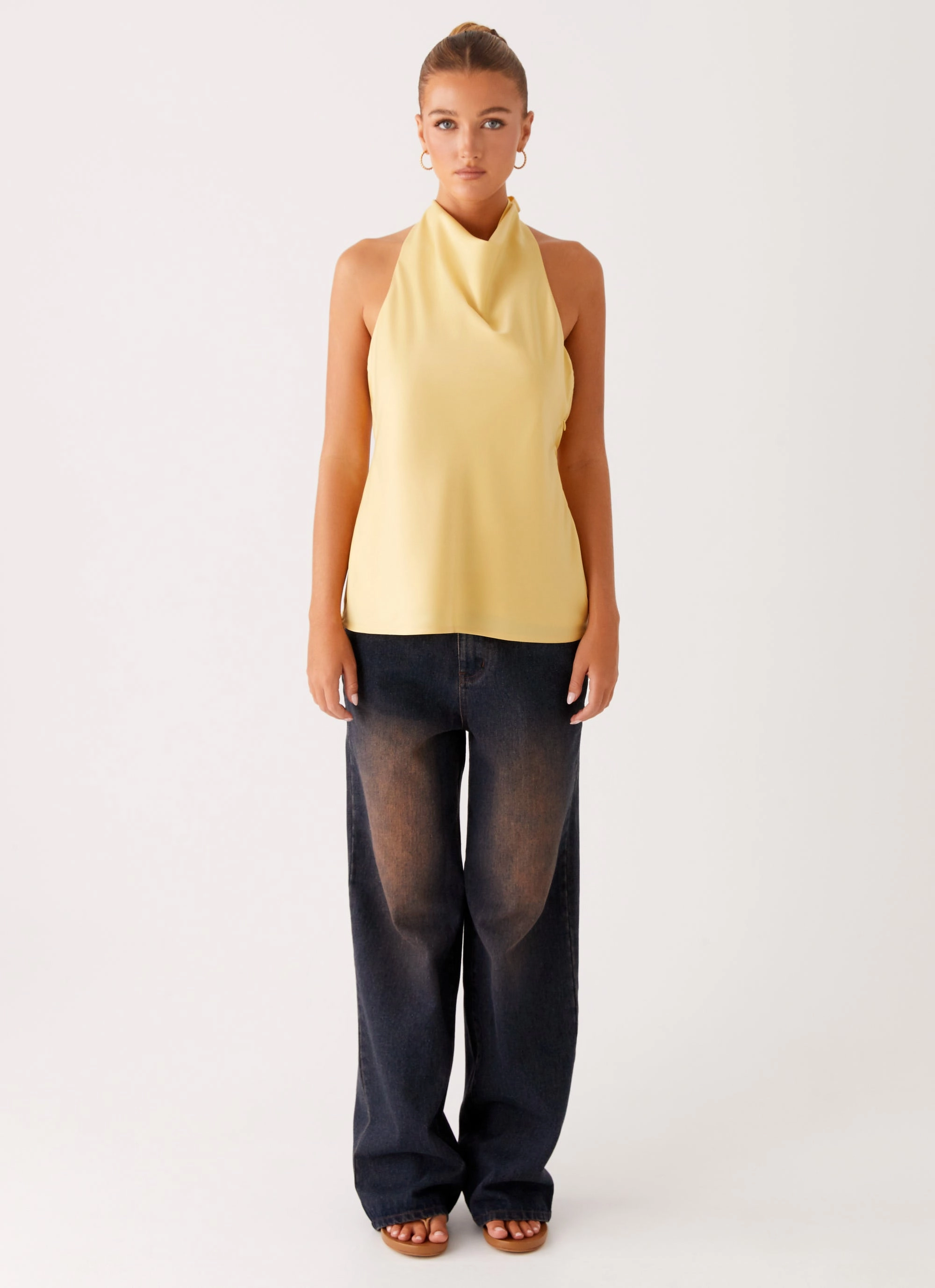 Ventilation Panel Soft Wool Carsen Halter Top - Yellow