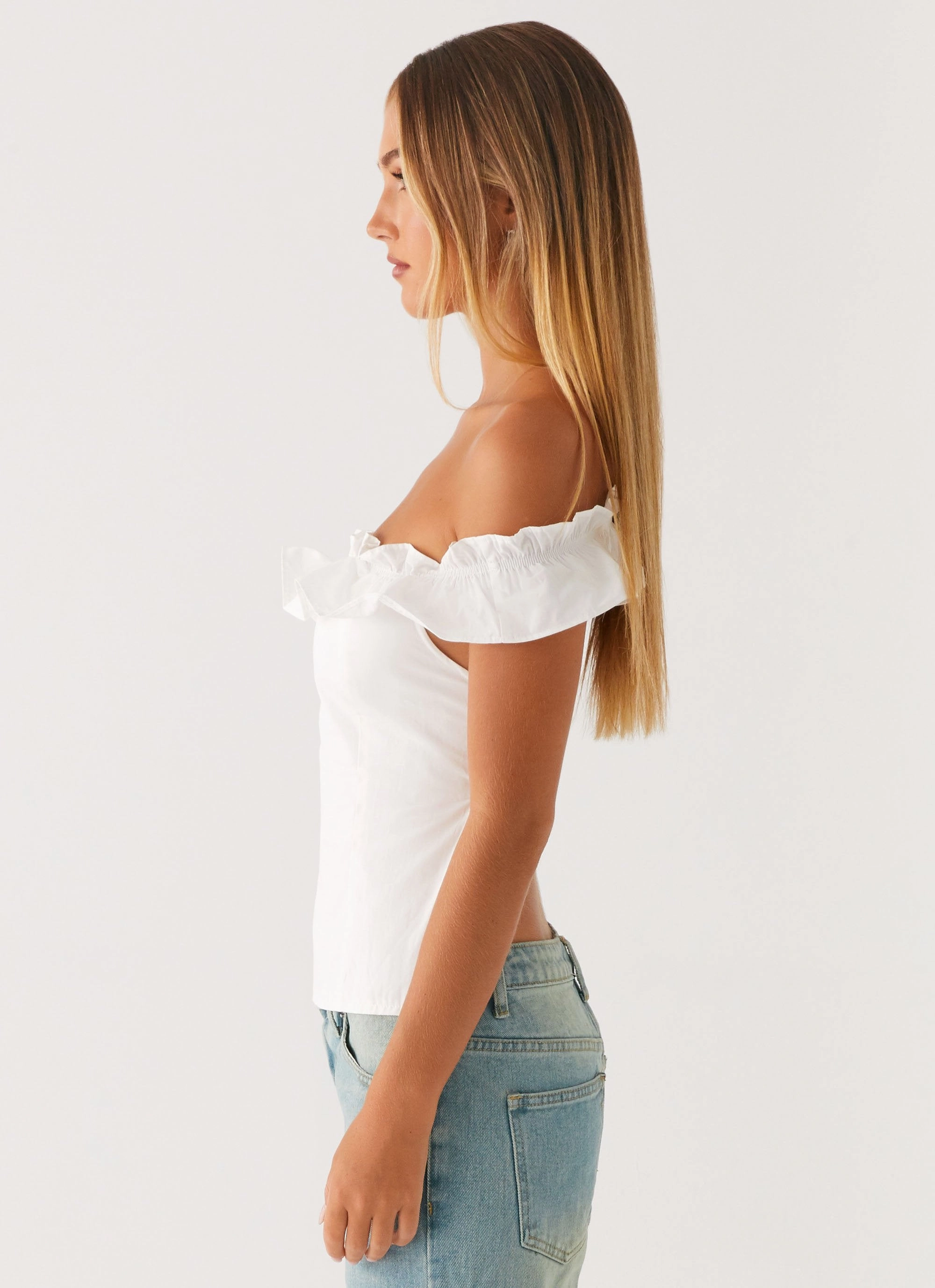 Gwyneth Top - White Button Down Collar Style