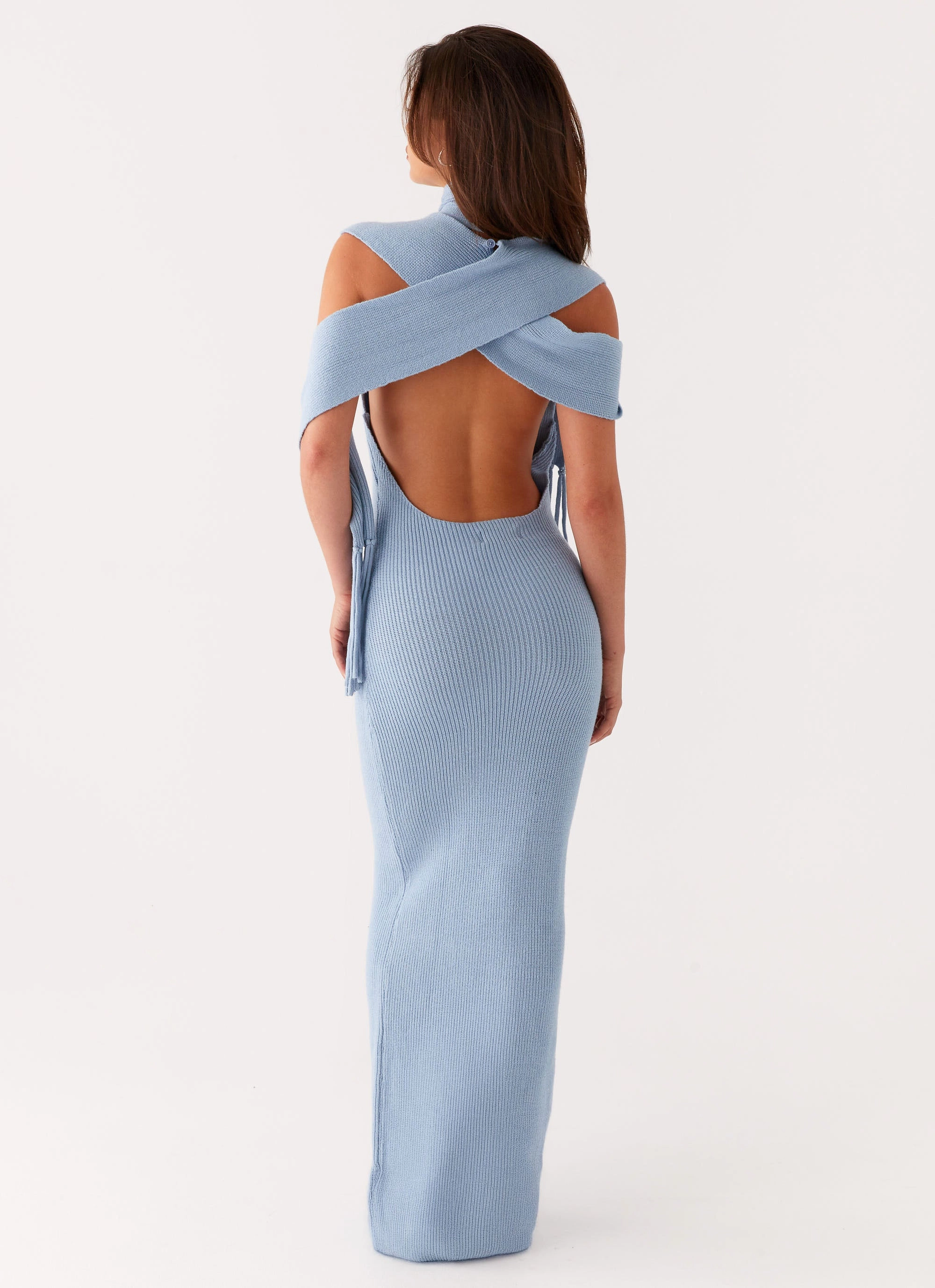 Raine Knit Maxi Dress - Blue Chic boho dress