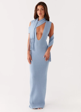 Raine Knit Maxi Dress - Blue Calm Style