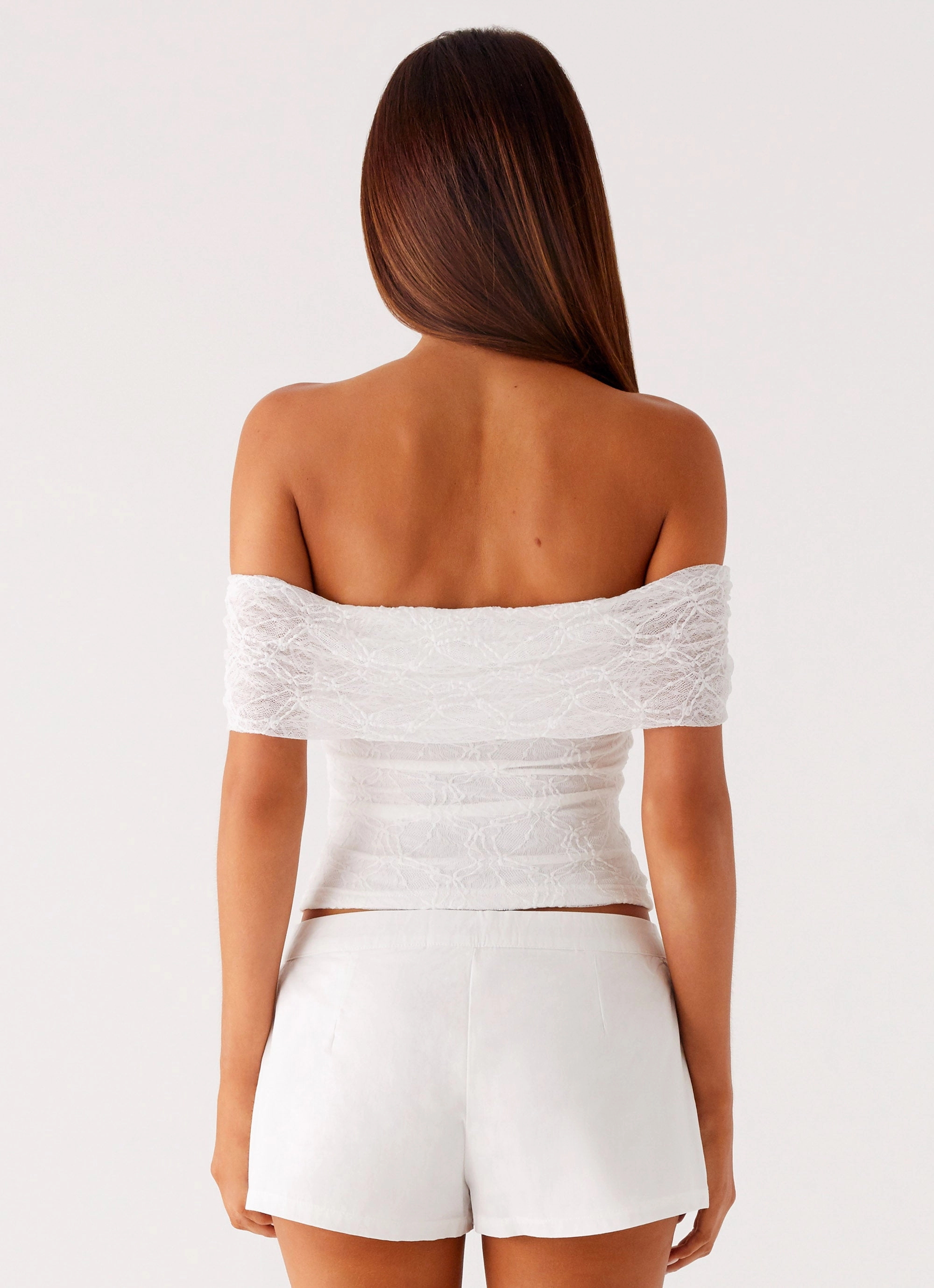 Tabby Off Shoulder Top - White ReinforcedHem