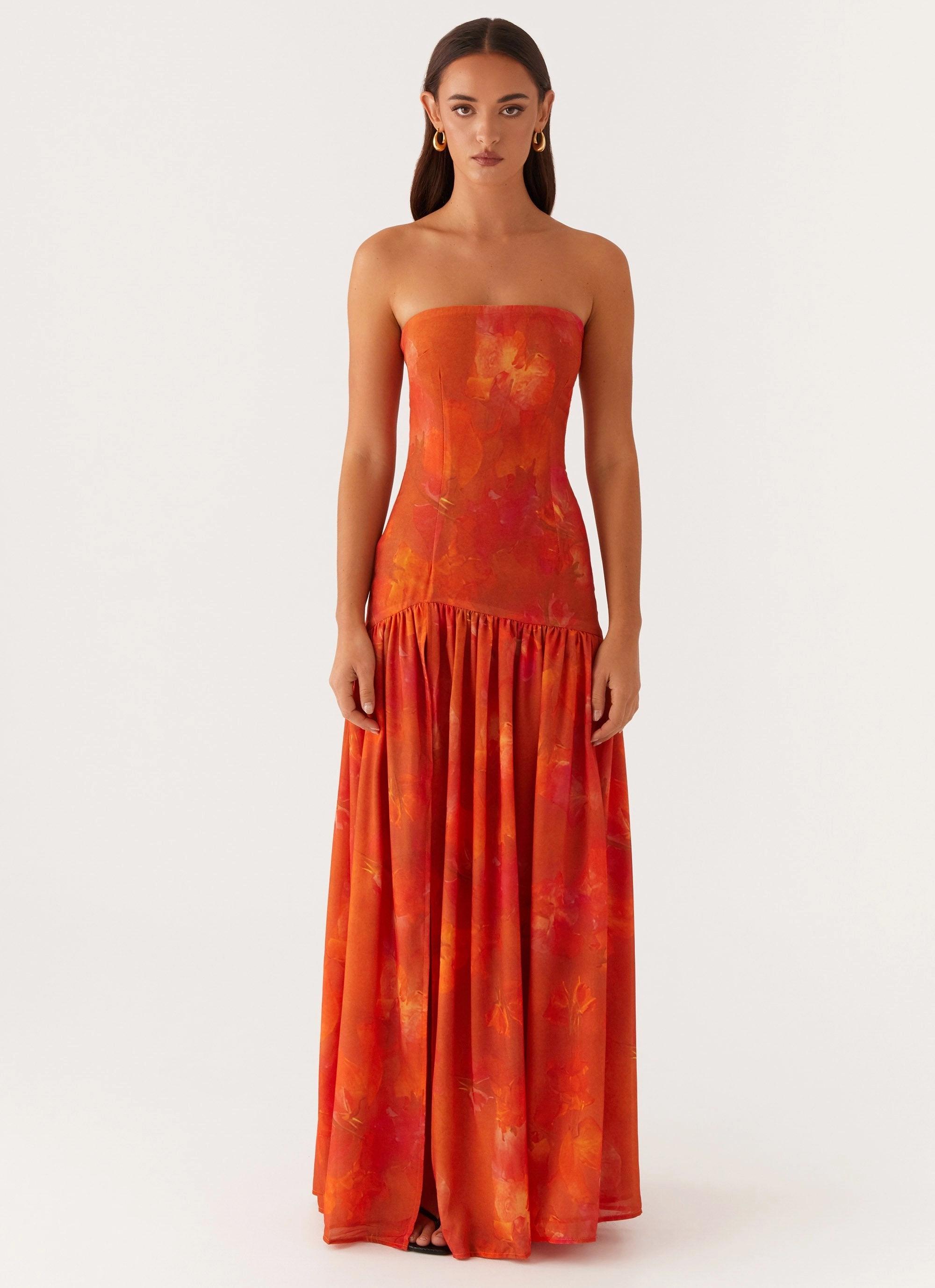 Eden Strapless Maxi Dress - Amber Bright Bloom Cute Touch