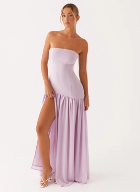 Feminine empire waist dress Eden Strapless Maxi Dress - Lilac