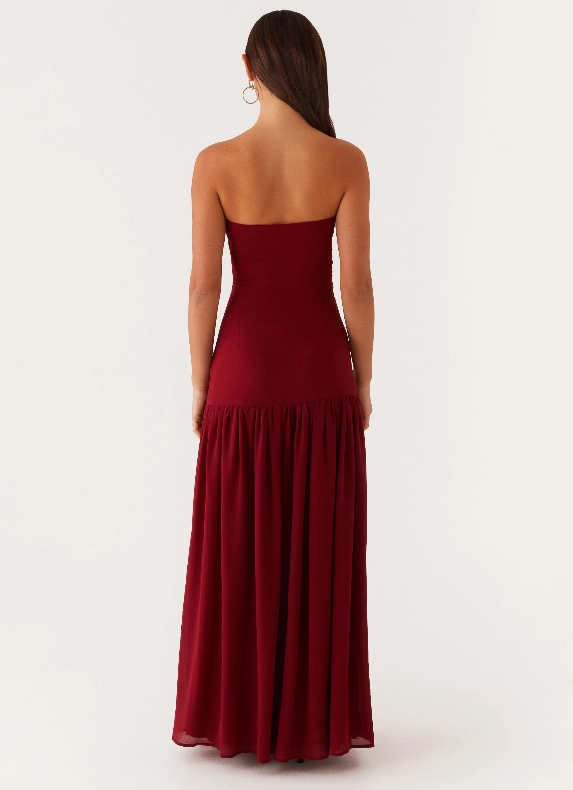 Eden Strapless Maxi Dress - Maroon soft elegance Summer Ready
