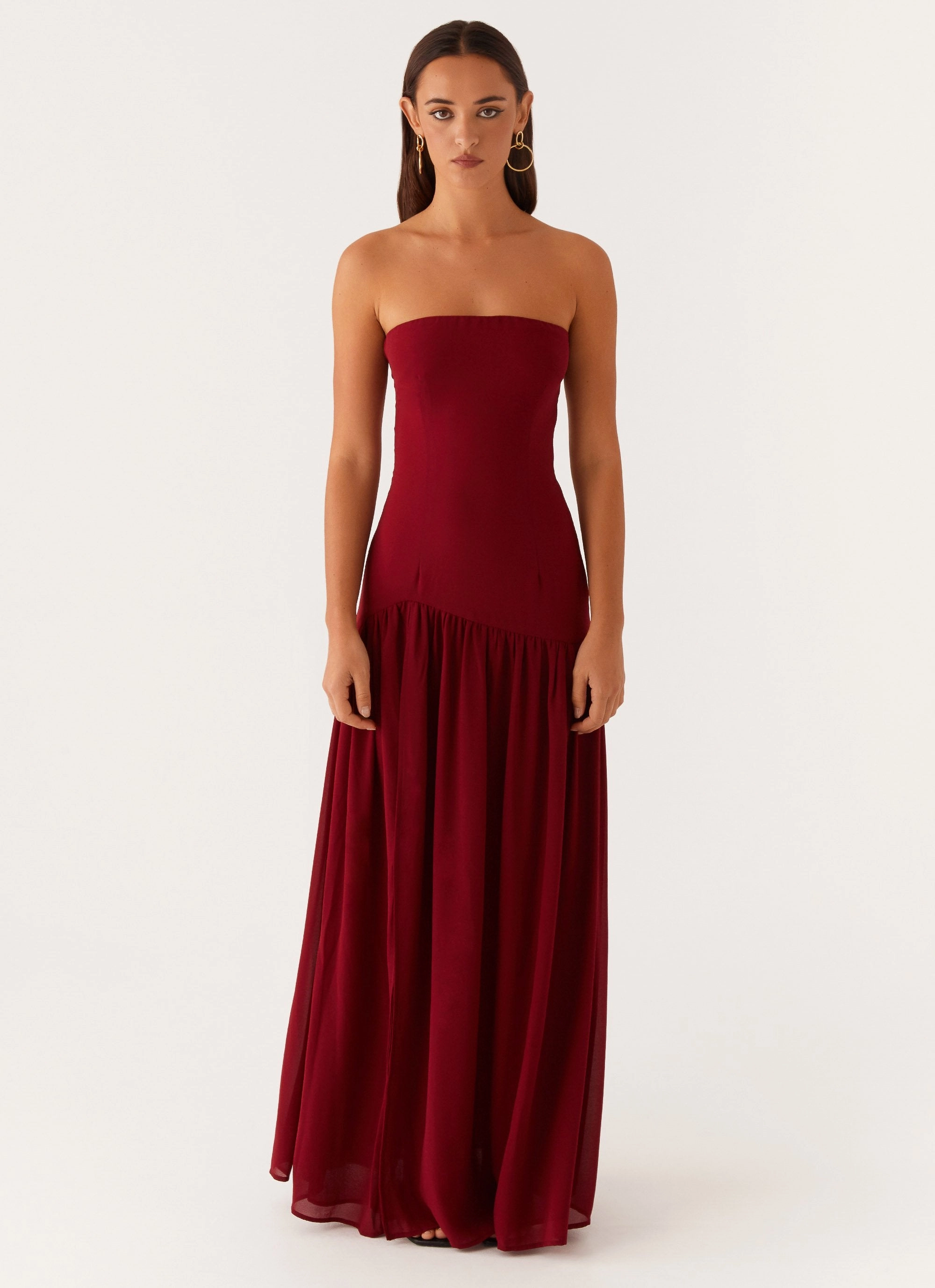 Timeless Comfort Wear Urban Line Eden Strapless Maxi Dress - Maroon