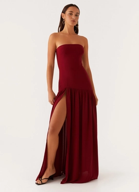 Sculpted Form Eden Strapless Maxi Dress - Maroon