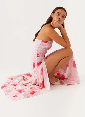 Travel Staple Eden Strapless Maxi Dress - Rose Leopard