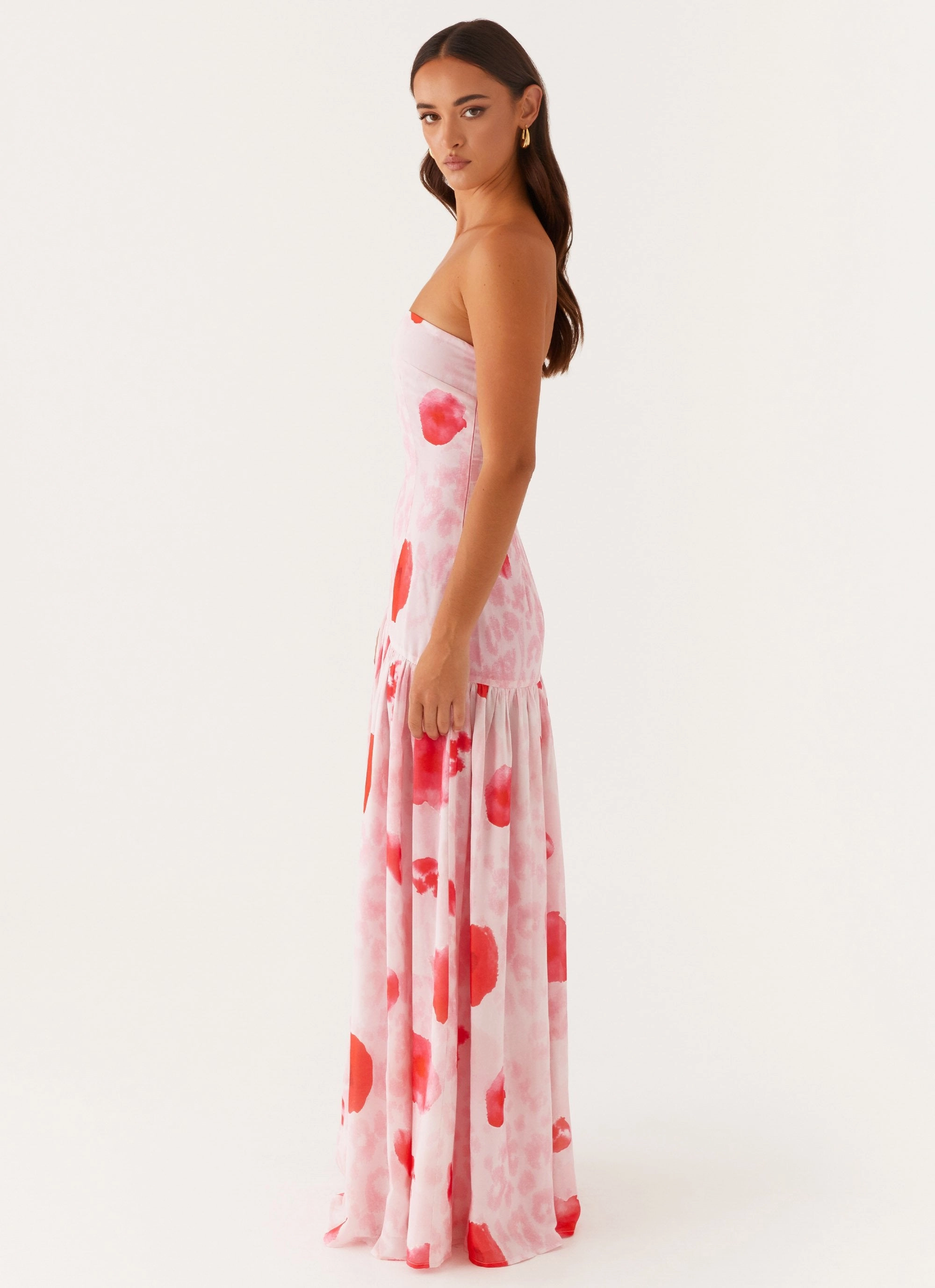 Eden Strapless Maxi Dress - Rose Leopard Sleek Design