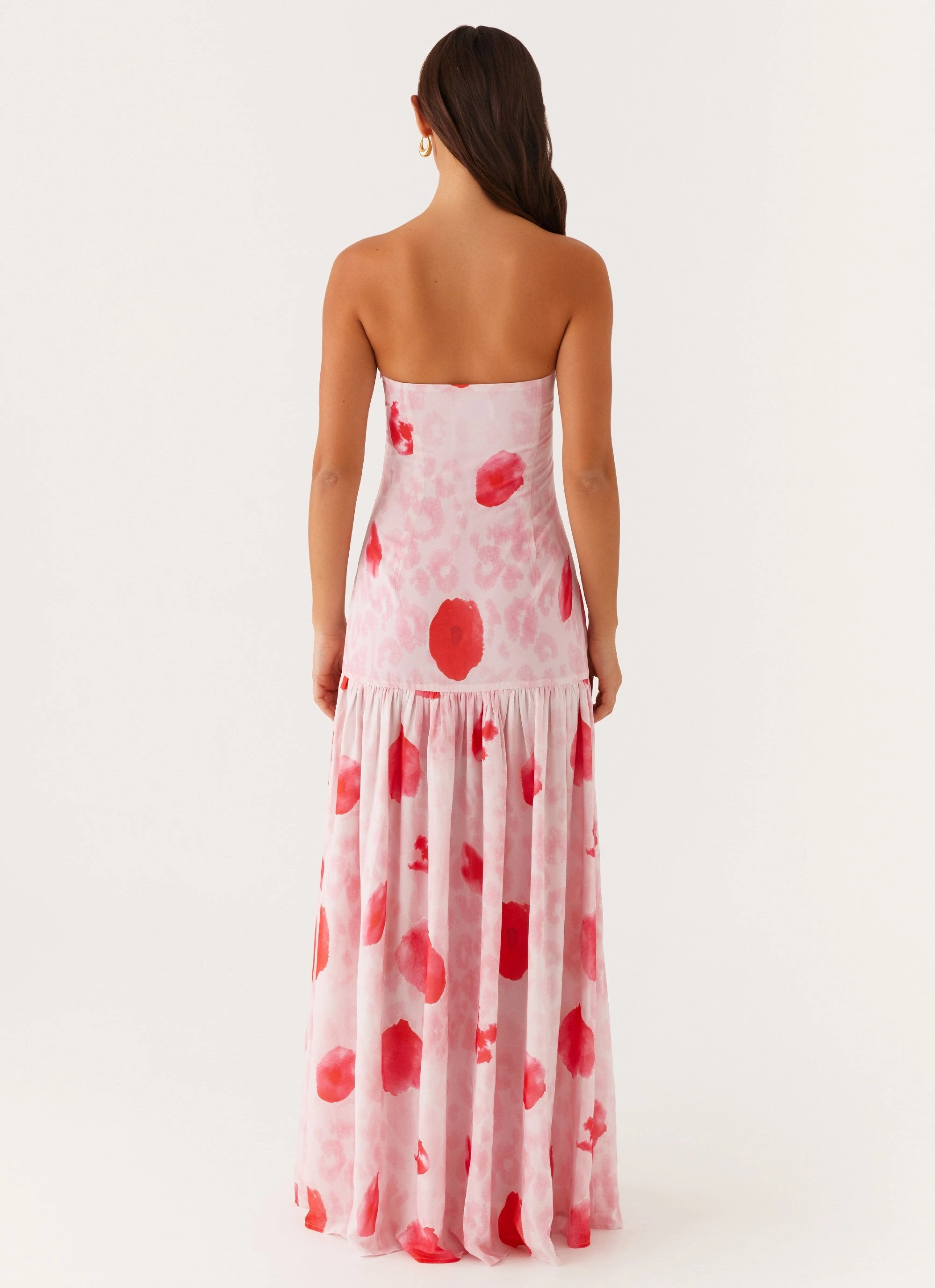 Eden Strapless Maxi Dress - Rose Leopard Perfectly Tailored Natural Wrap