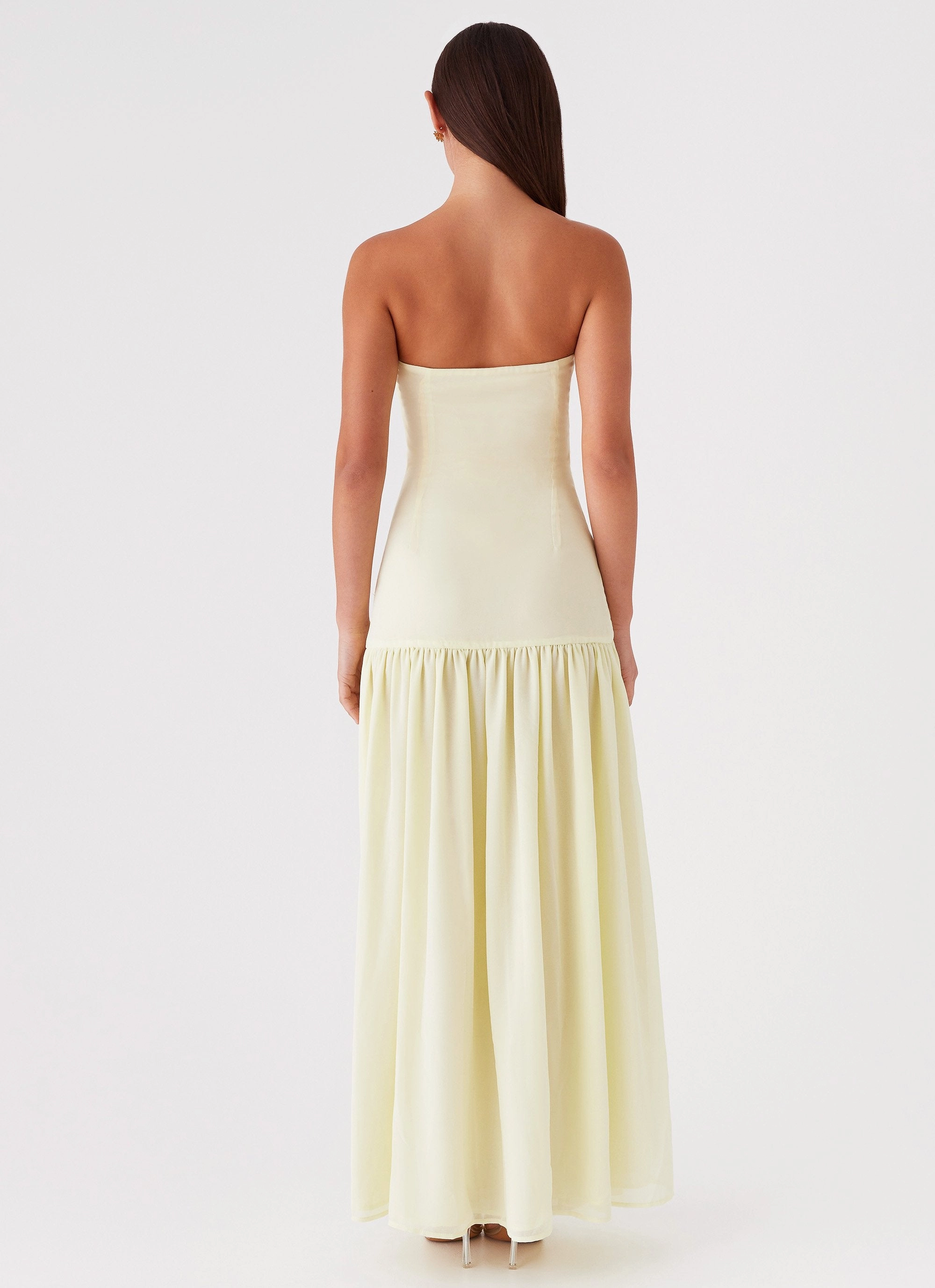 Eden Strapless Maxi Dress - Yellow Feminine off-the-shoulder gown Pure Fabric
