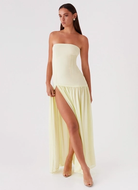 Eden Strapless Maxi Dress - Yellow Feminine Charm