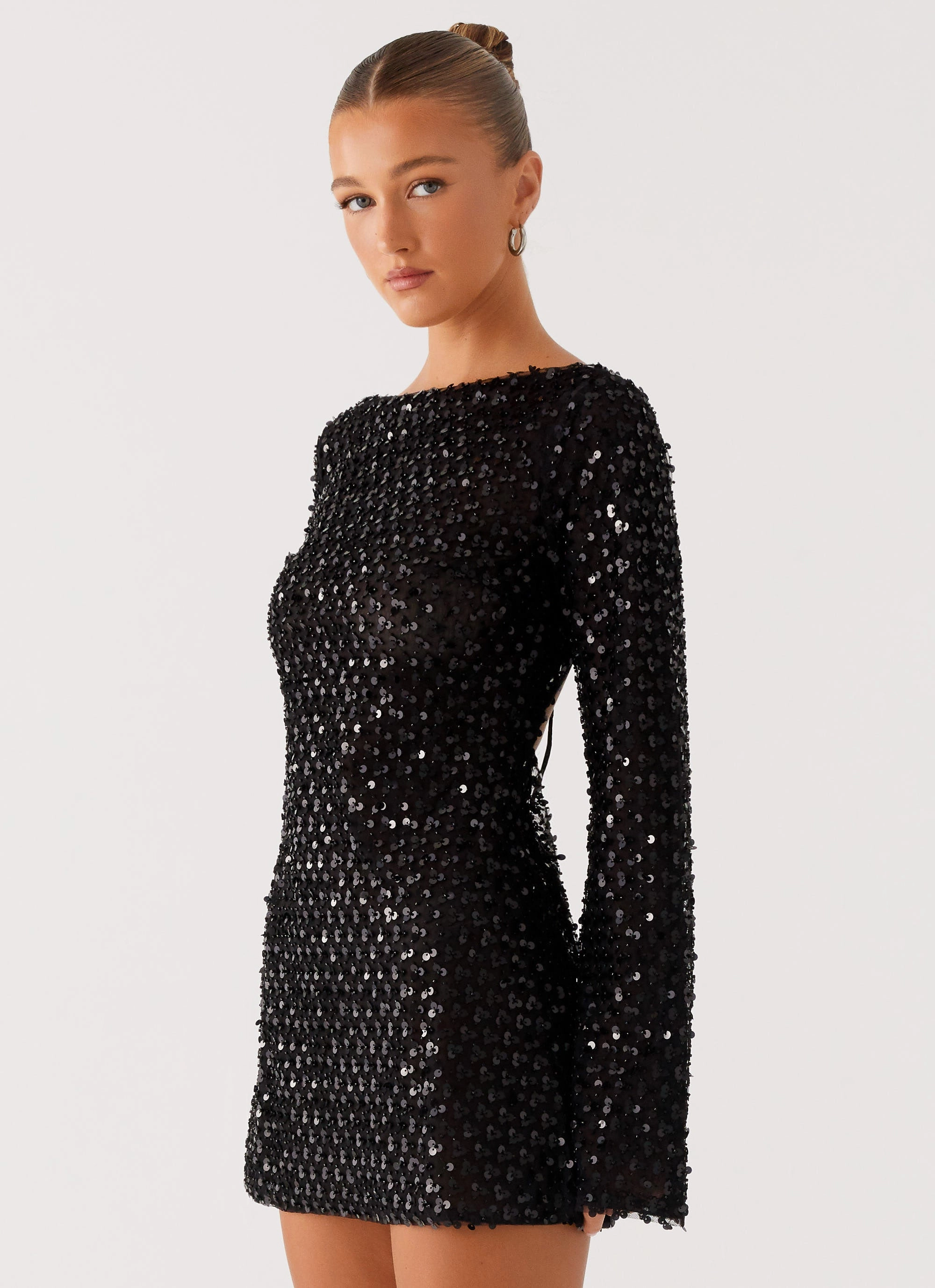 Effortless Elegance Edessa Sequin Mini Dress - Black