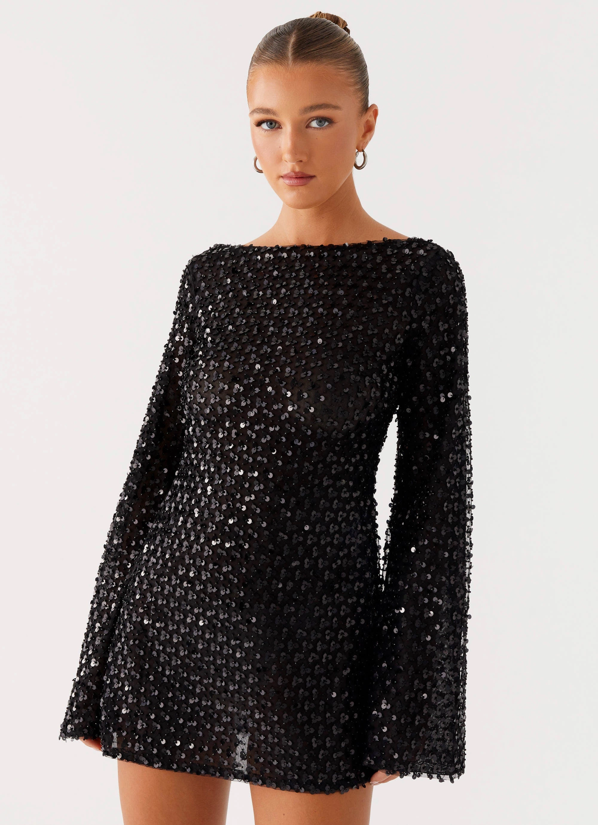 Edessa Sequin Mini Dress - Black Happy Glow Ankle-length