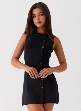 Not One Time Knit Mini Dress - Black Easy Comfort