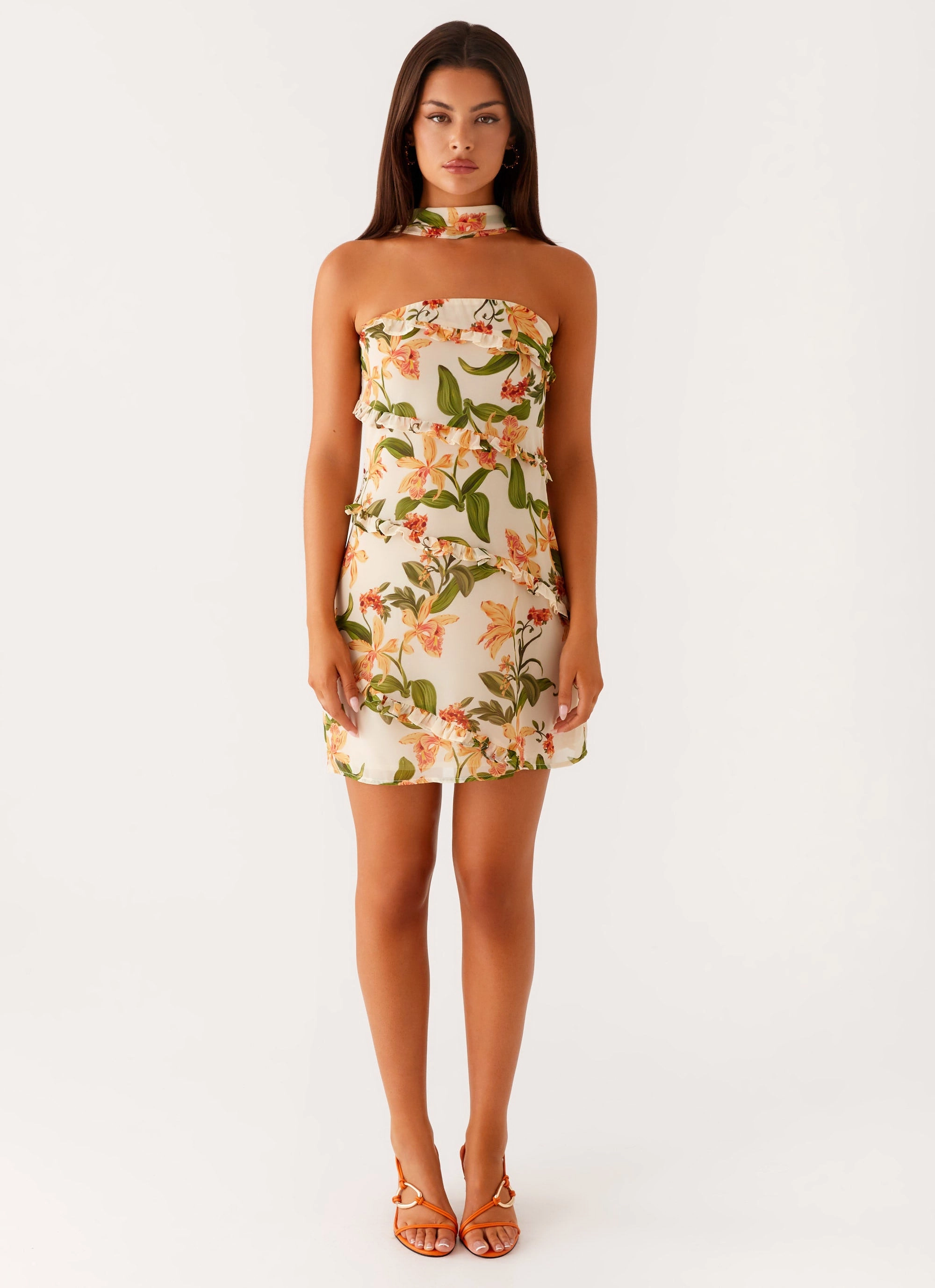 Chic Silhouette Edwina Strapless Mini Dress - Floral Print
