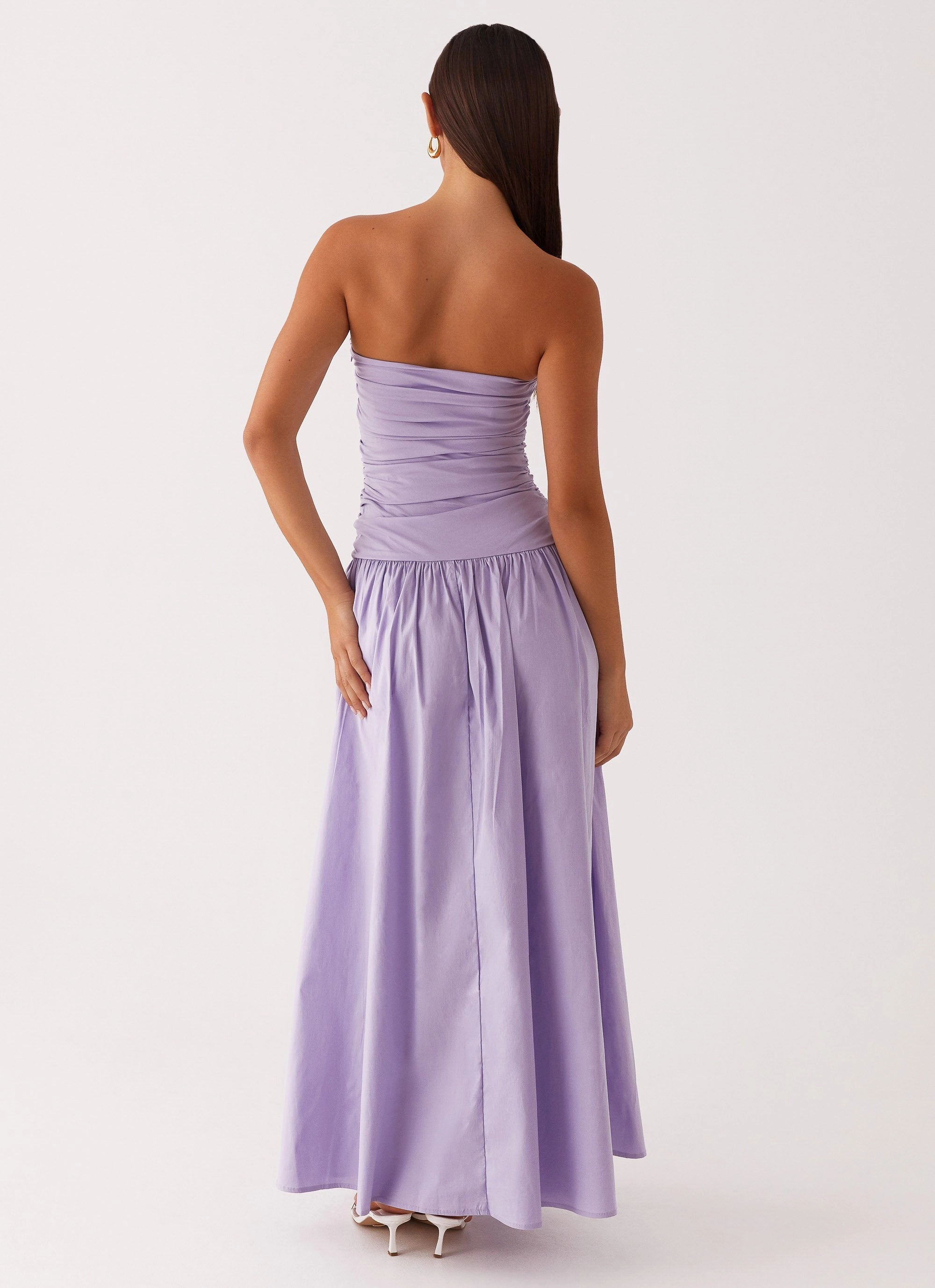Light Attitude Modern Cut Carmel Maxi Dress - Lavender