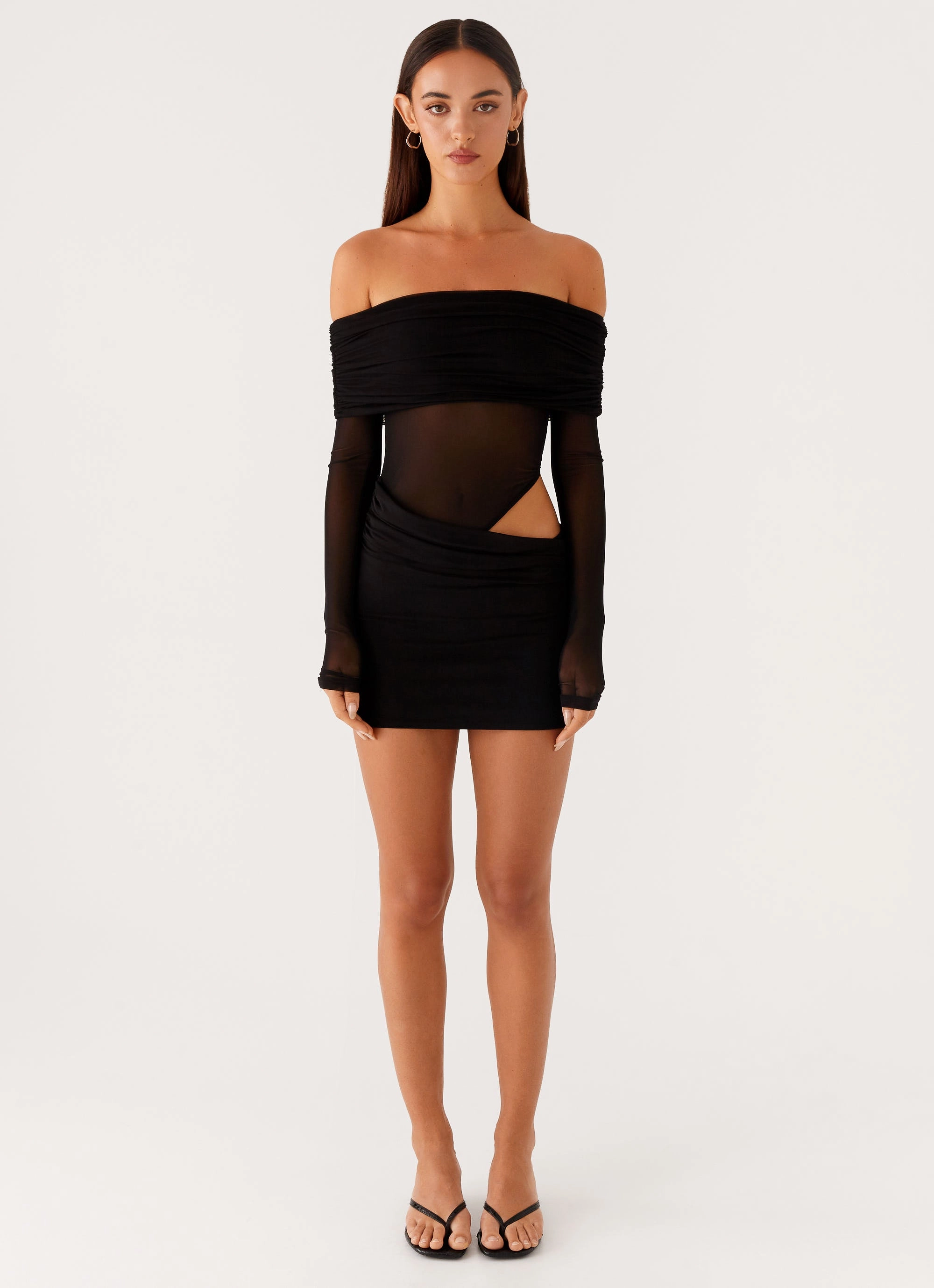 Jewel Accent Versatile Wearable No Doubt Mini Dress - Black