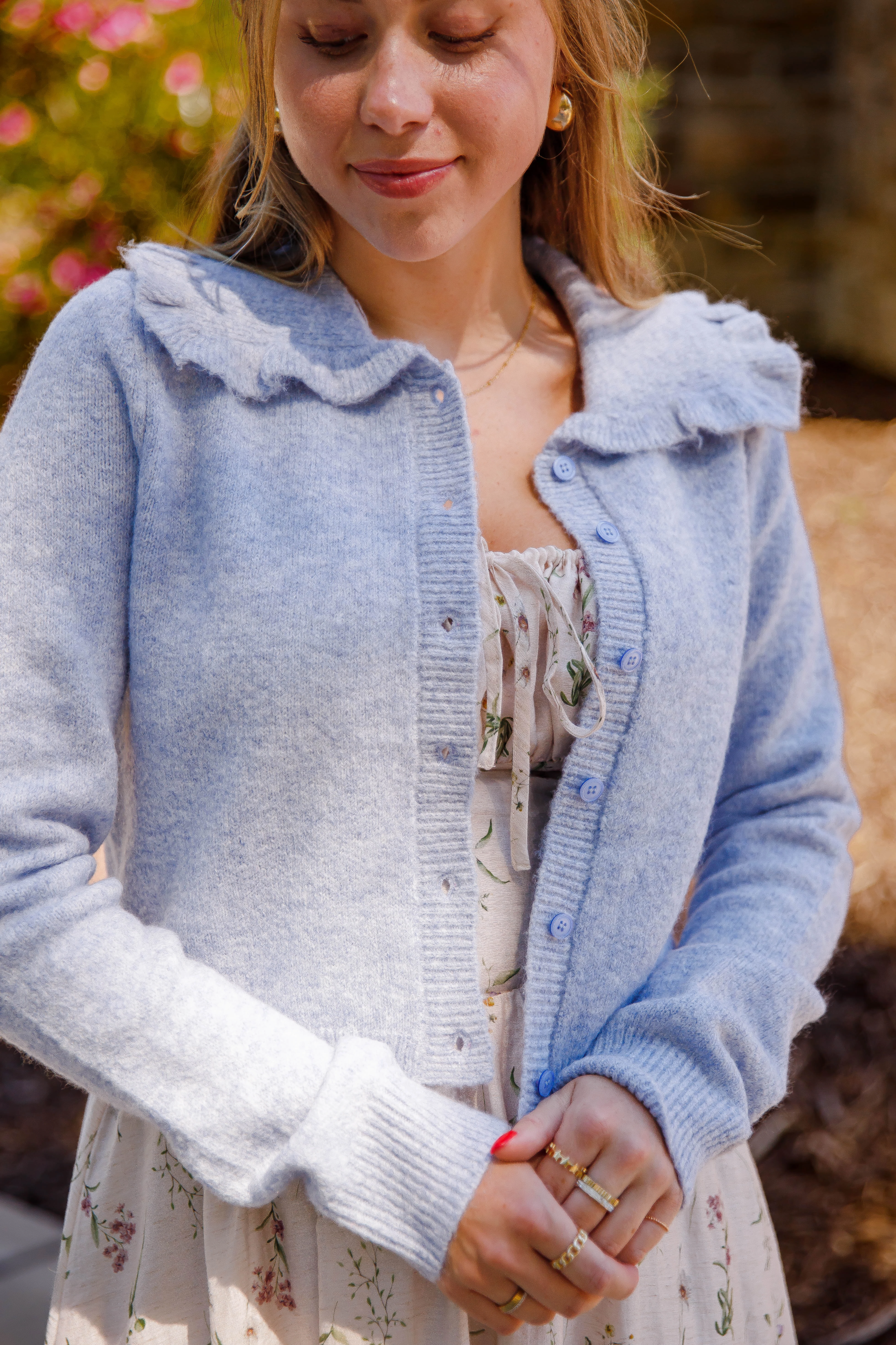 Frills and Thrills Cardigan-Baby Blue SustainableBlend