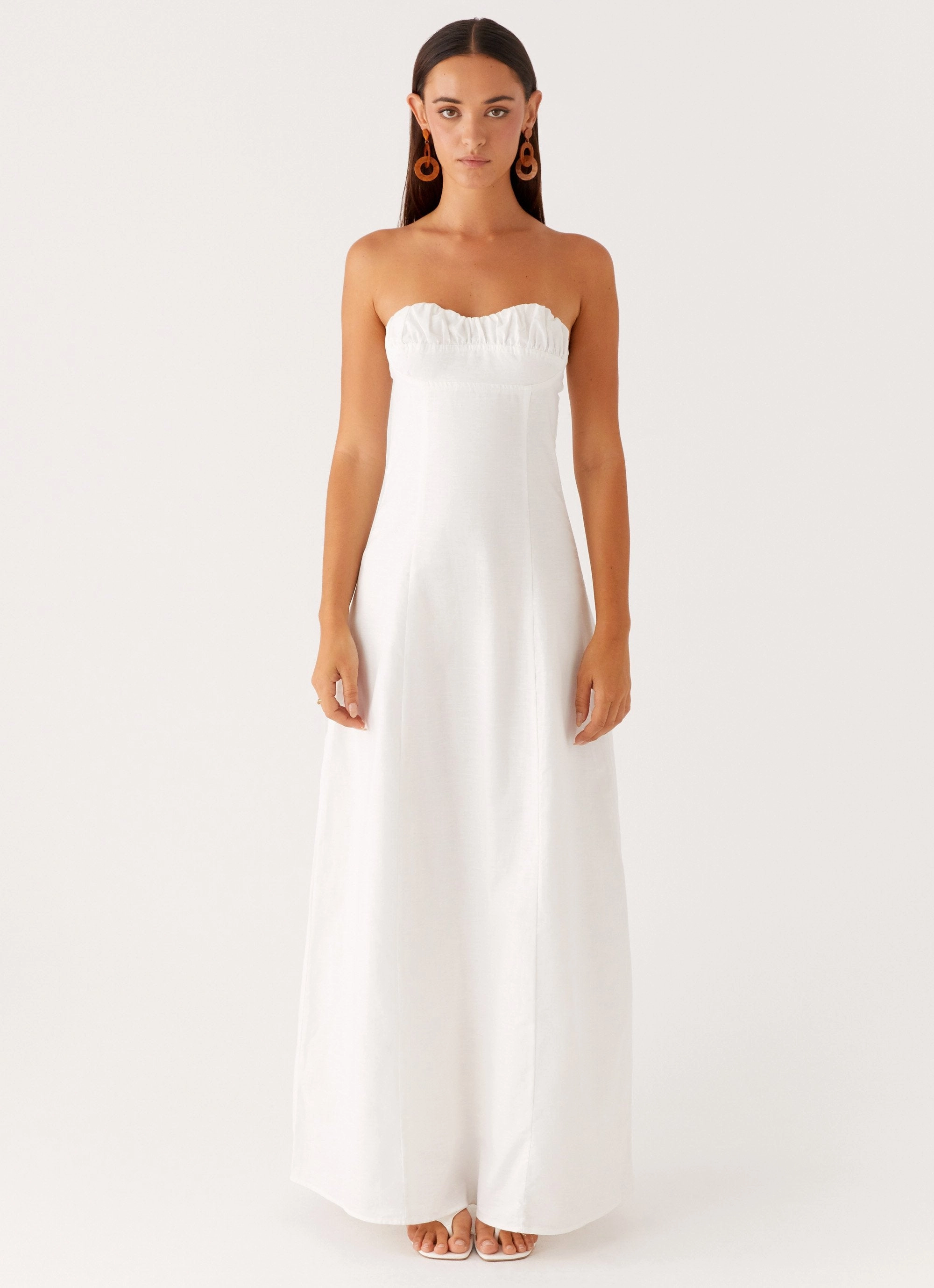 Tayla Linen Maxi Dress - White Airy Movement