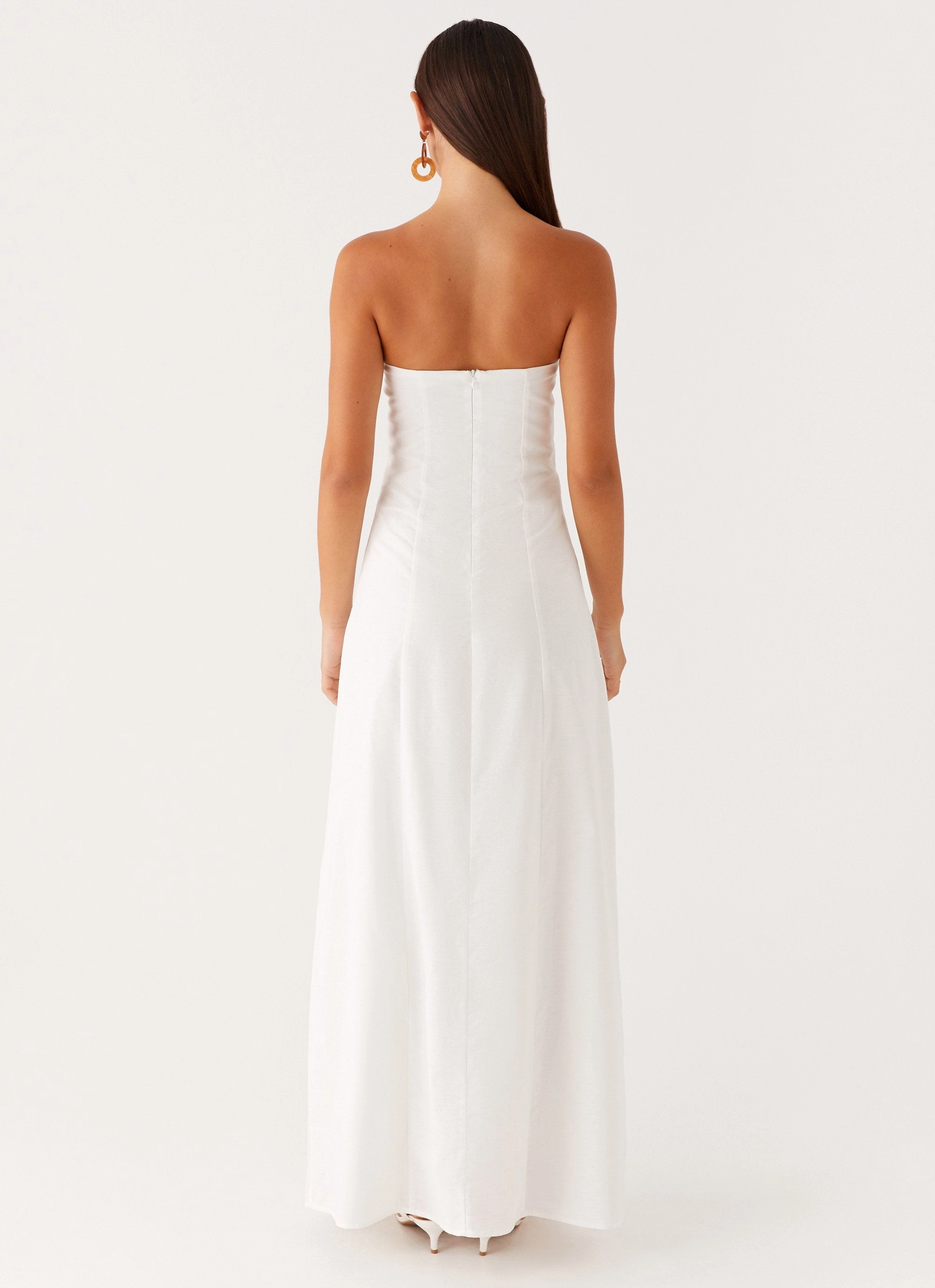 Tayla Linen Maxi Dress - White Smart Edge Feminine Movement