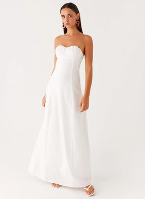 Tayla Linen Maxi Dress - White Flattering Fit for All