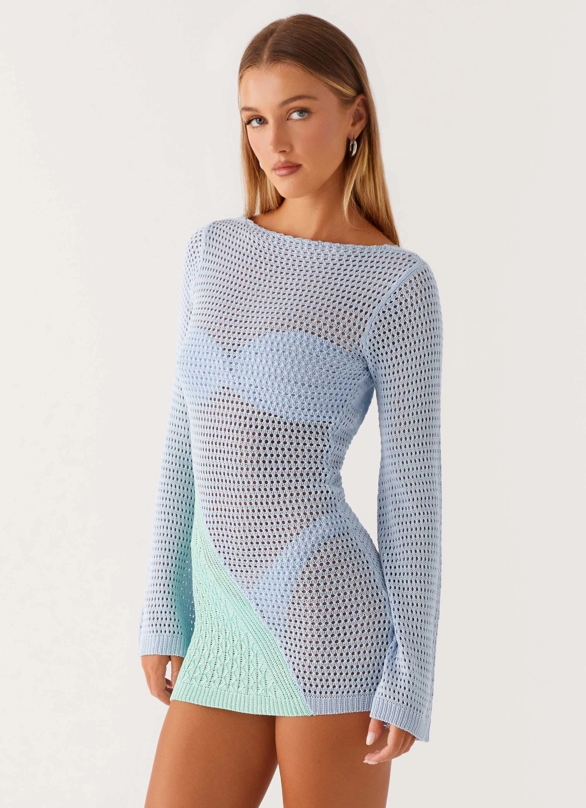 Estie Long Sleeve Crochet Mini Dress - Multi Premium Quality